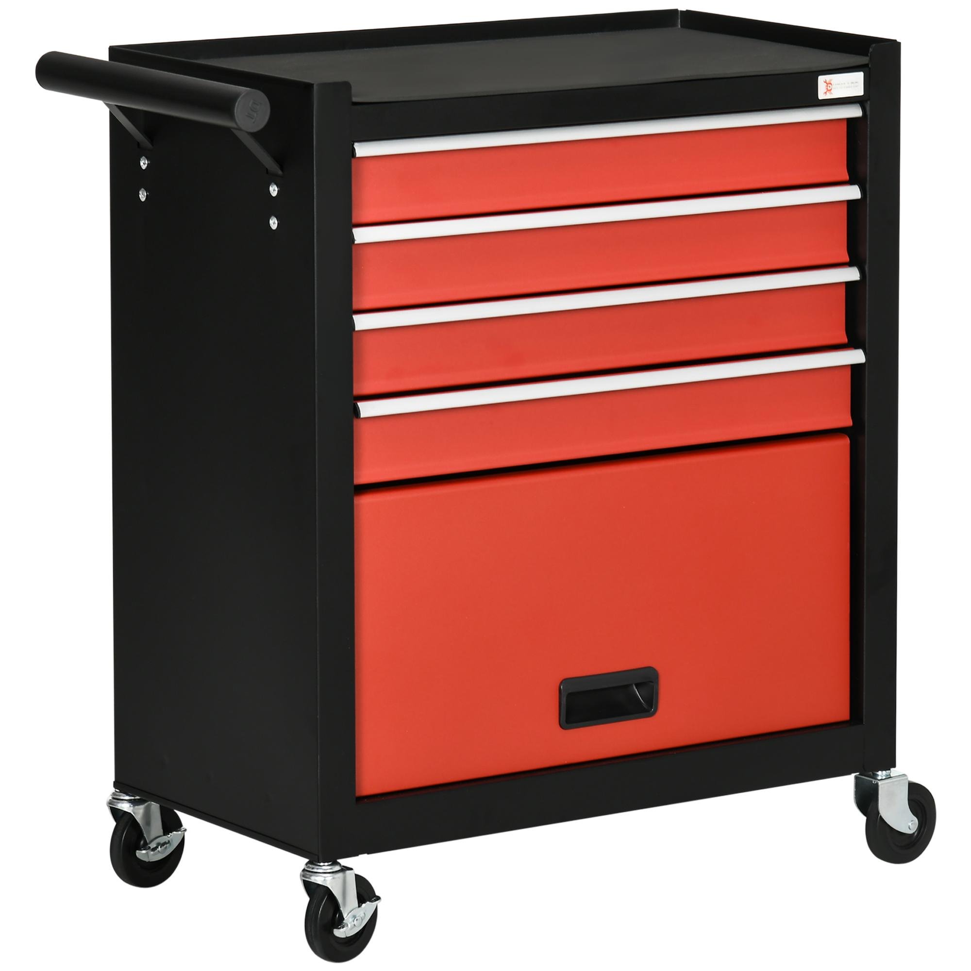 Red Alloy Steel Tool Chest with Four Drawers for Garages
