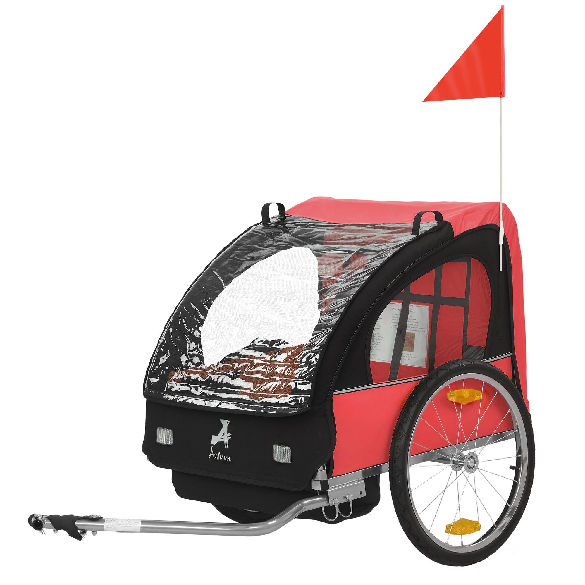 Red Folding Kids Bike Trailer for Two Children