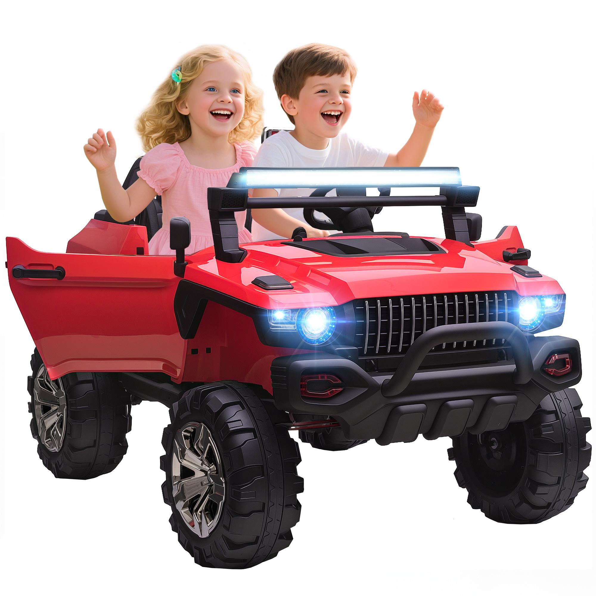 Red Two Seat Police Truck with 12V Remote Control