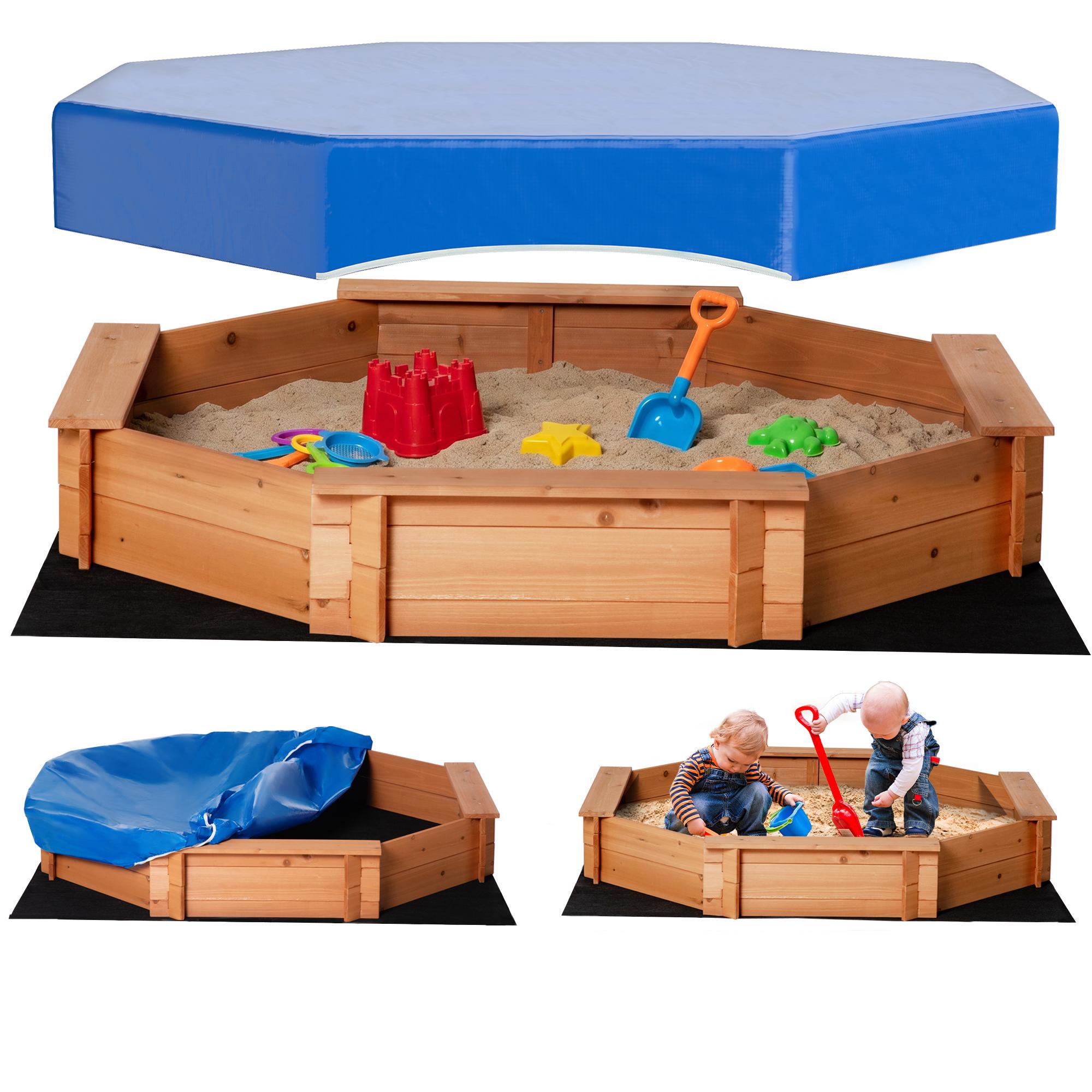 Red Wooden Sandbox with Cover, 55 x 55 in