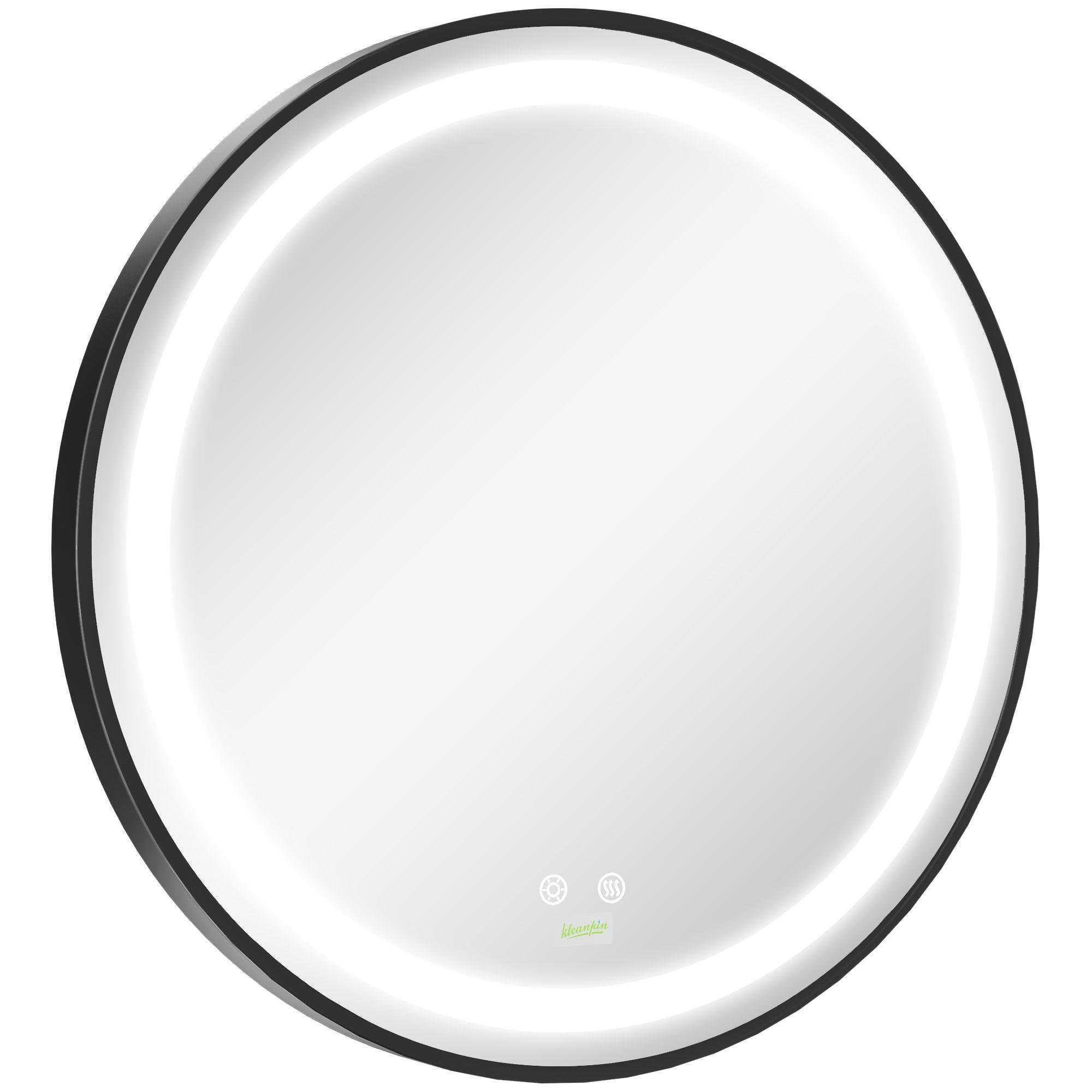 23.6 Inch Black LED Mirror, Dimmable Anti-Fog