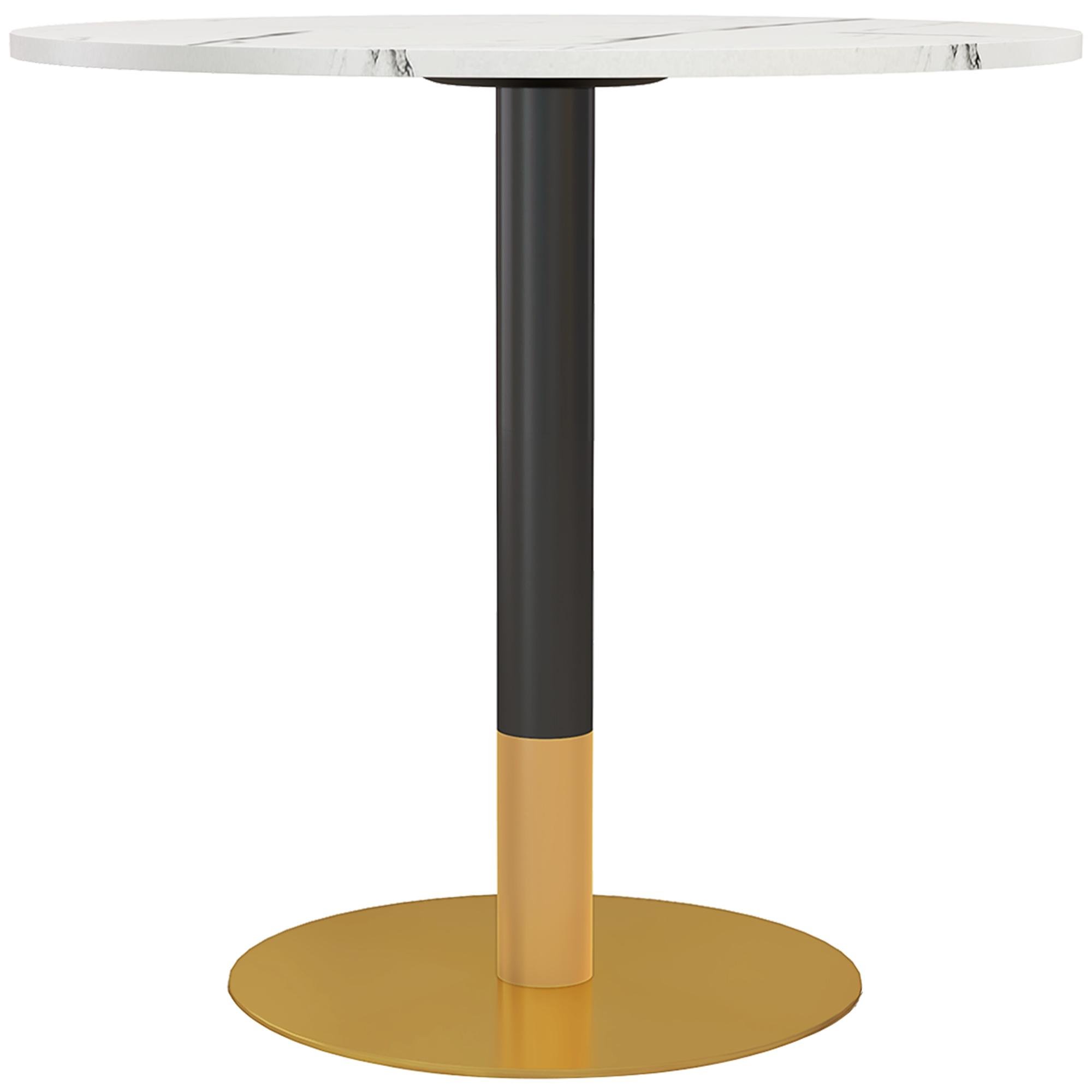 White Faux Marble Table, Round 31.5-Inch Table for Four