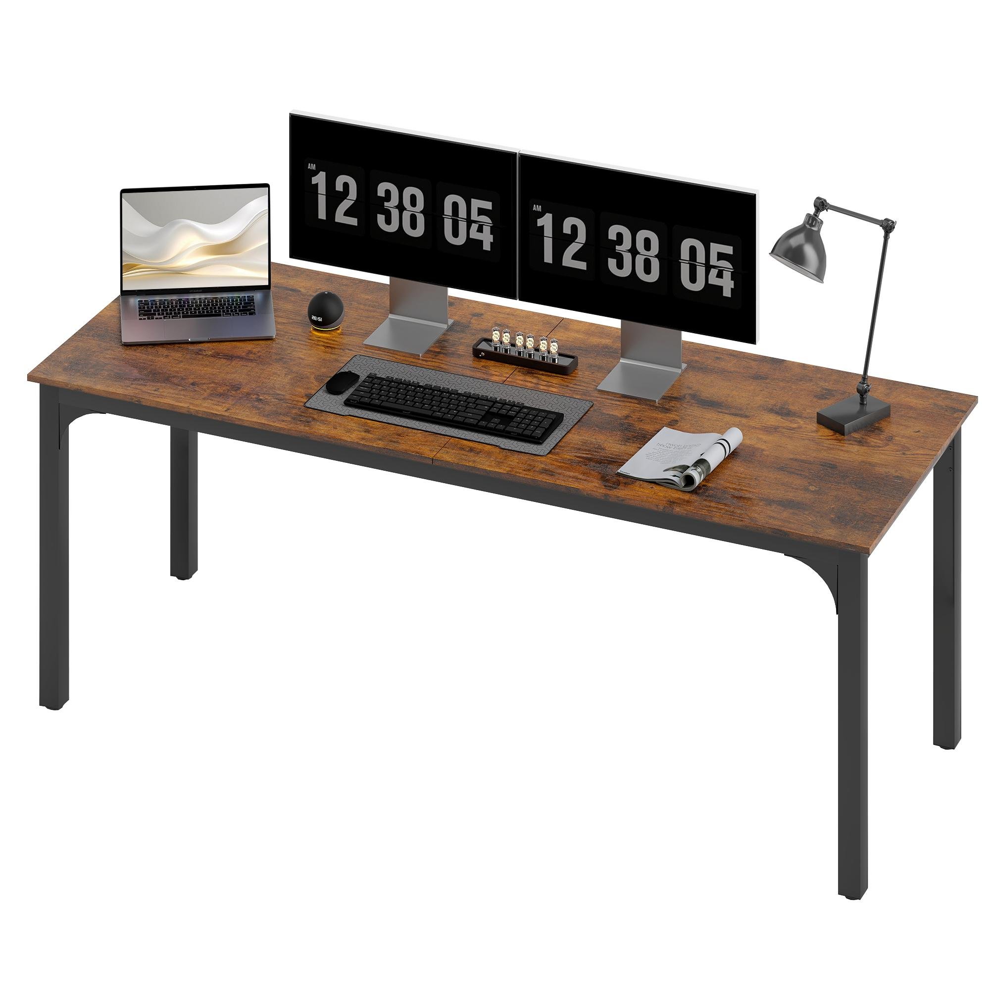Rustic Brown 79 inch desk with metal legs