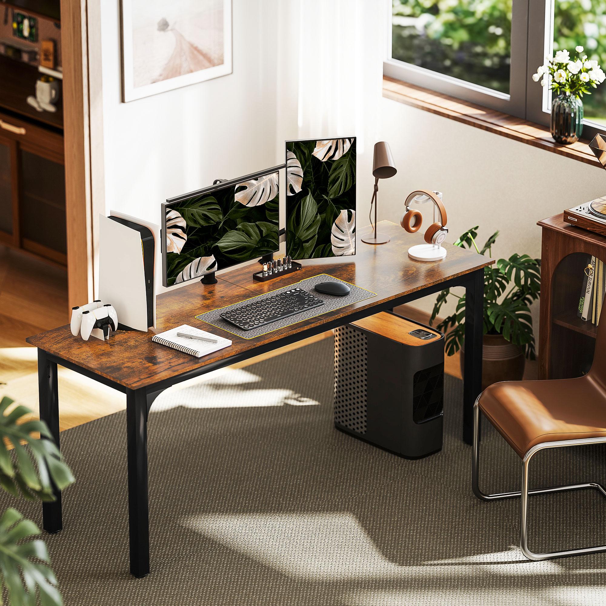 Rustic Brown 71 Inch Desk with Metal Legs