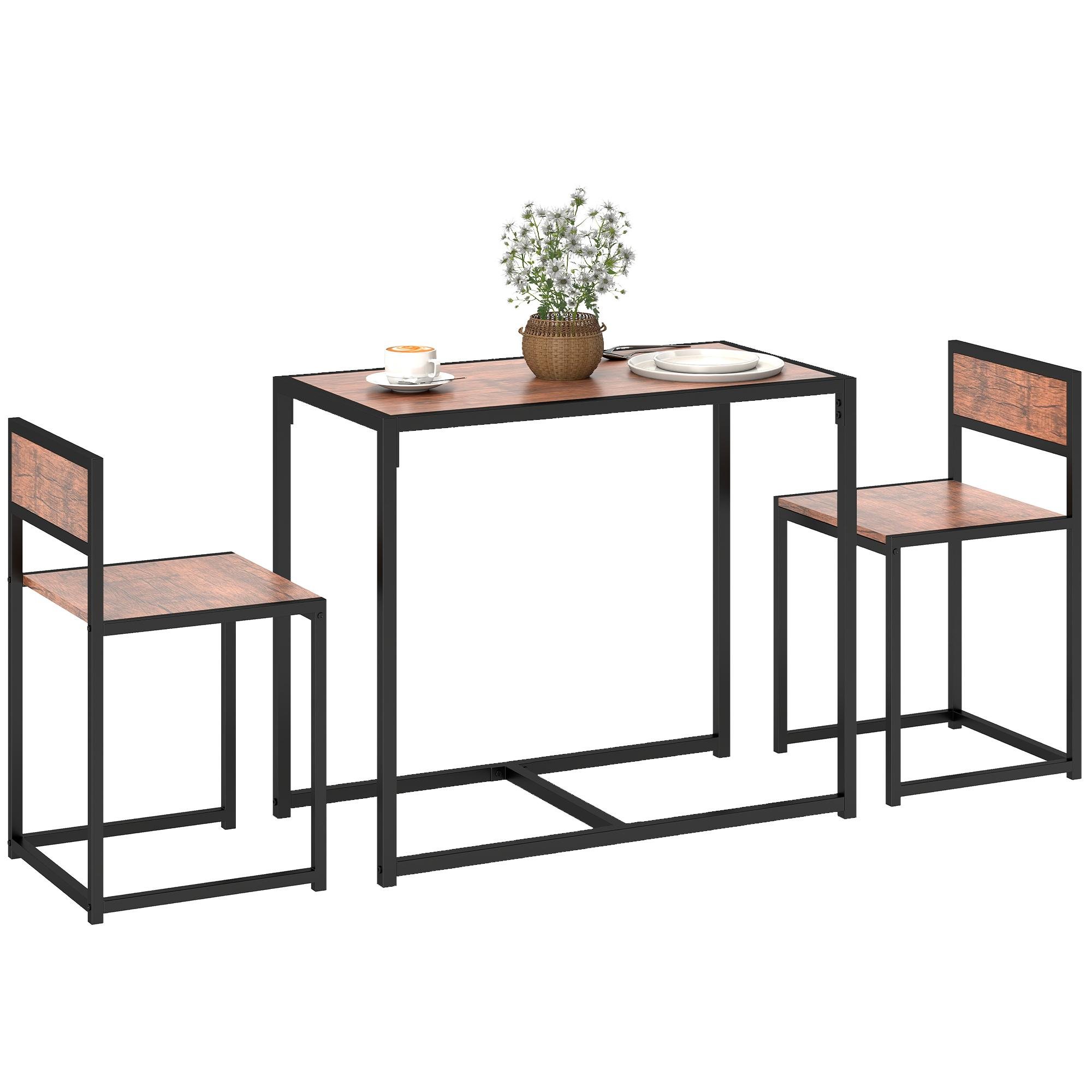 Rustic Brown Dining Set with Tuck-Under Chairs