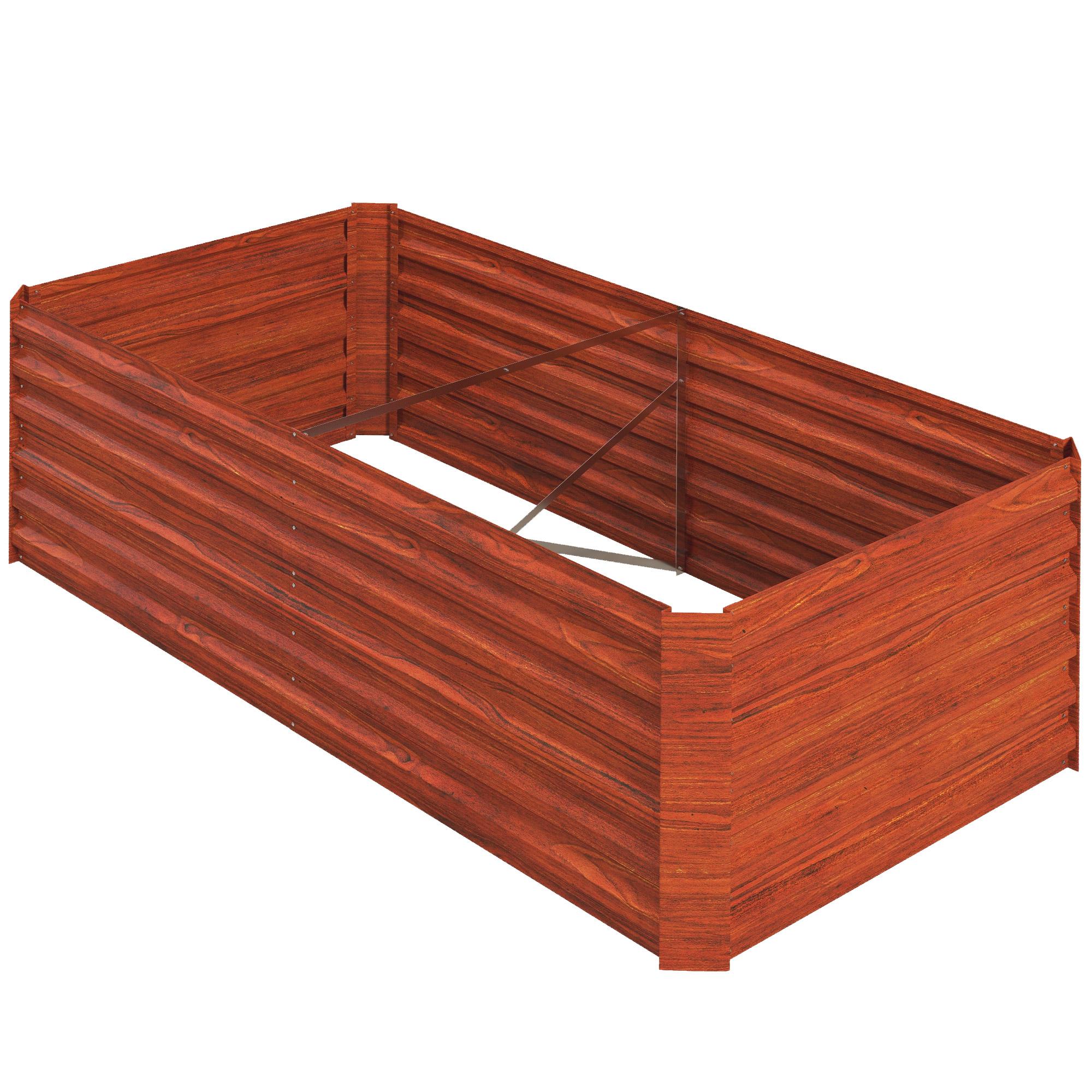 Rustic Brown Steel Garden Bed with Reinforced Rods, 6' x 3'