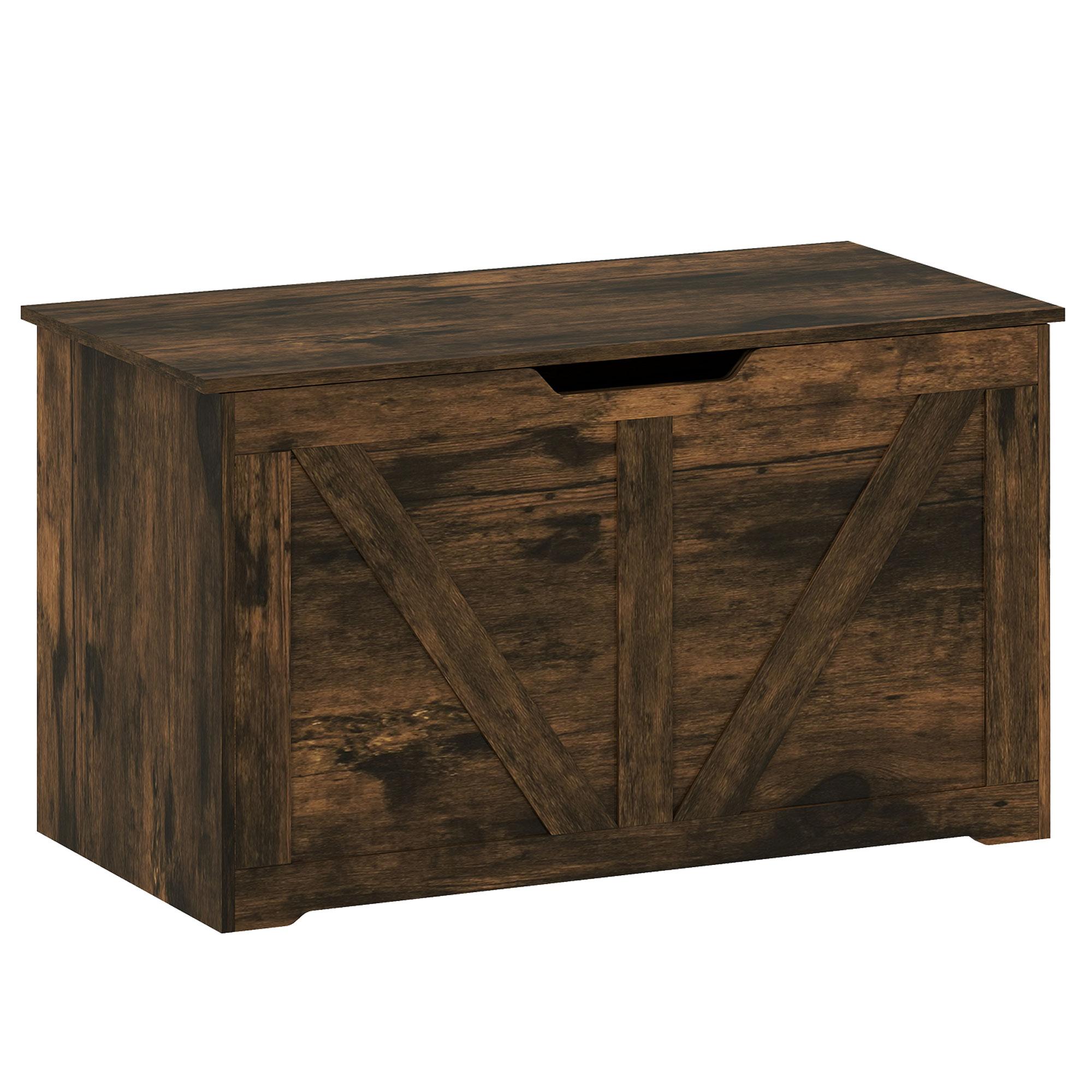 Brown Storage Trunk with Safety Hinge, 31.5-Inch