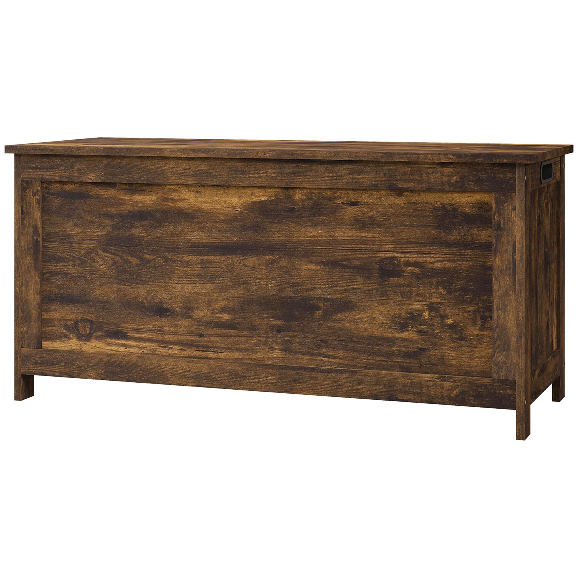 Rustic Brown Engineered Wood Trunk with Hinged Lid