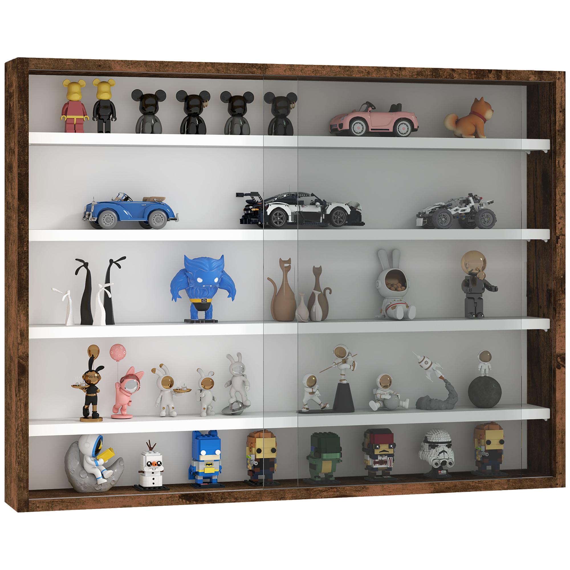 Rustic Brown Curio Cabinet with Four Adjustable Shelves