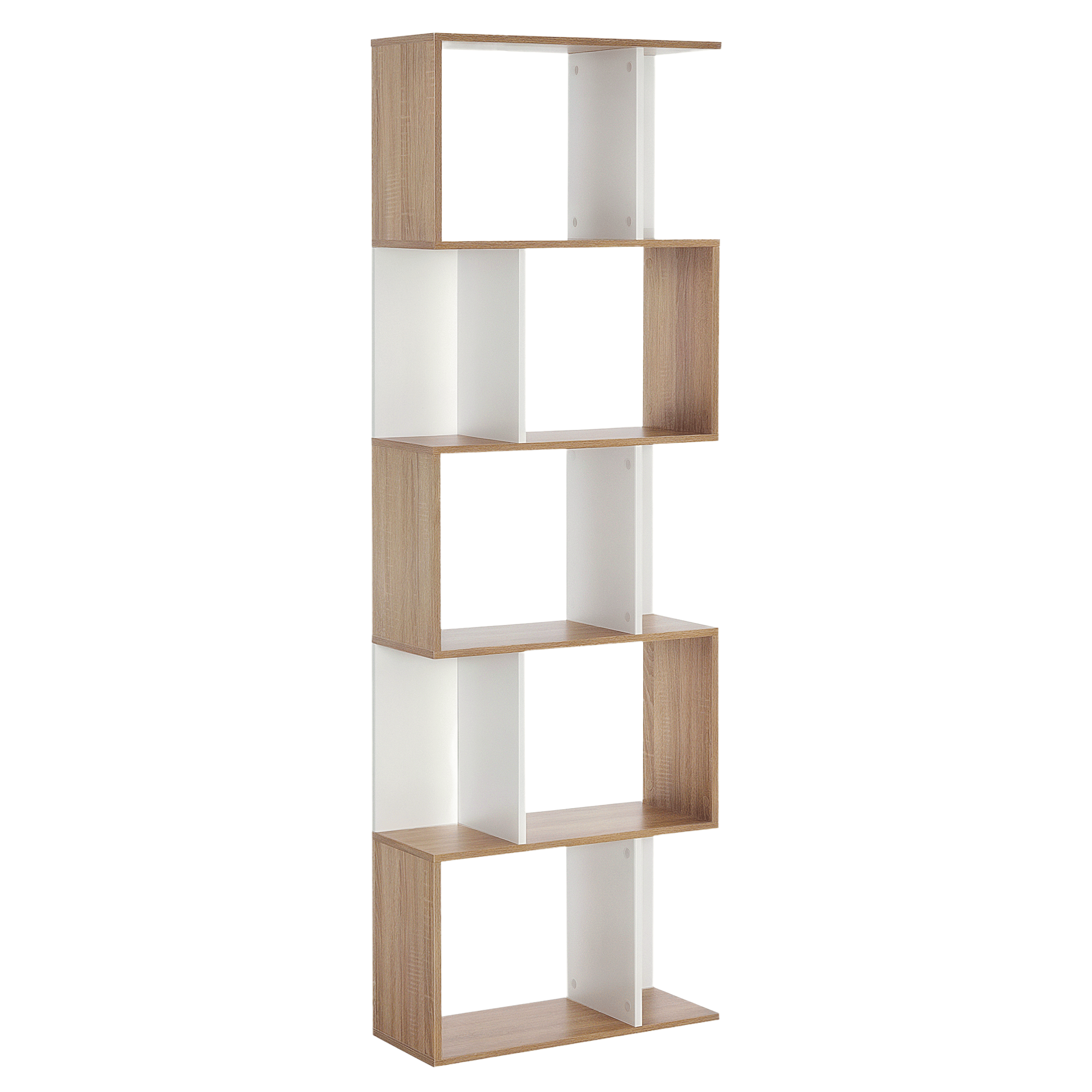 White S-Shape Bookcase with Five Open Tiers