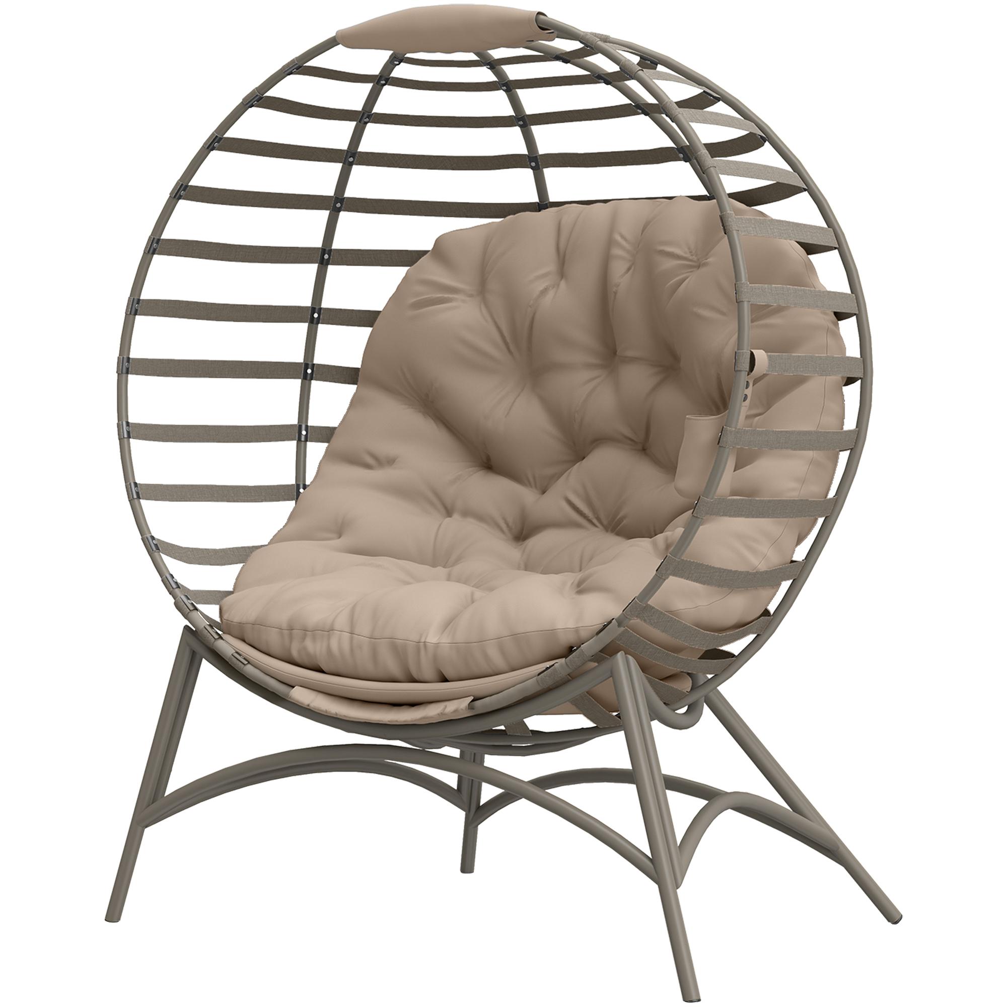 Sand Foldable Egg Chair with Large Cushioned Seat