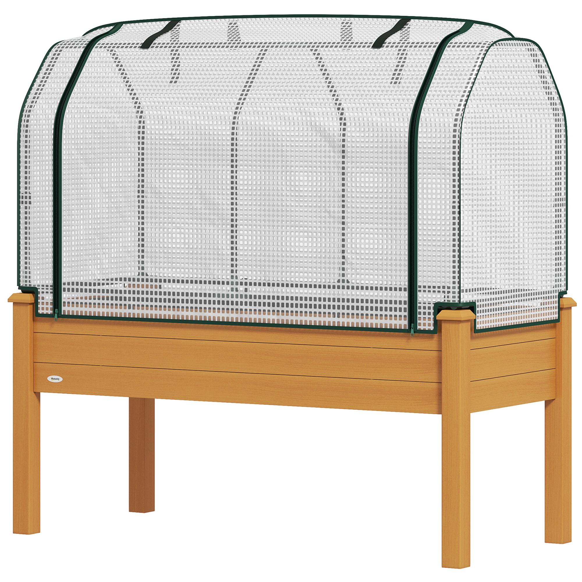 Sand Covered Elevated Planter with PE Greenhouse Cover, 47.6 in
