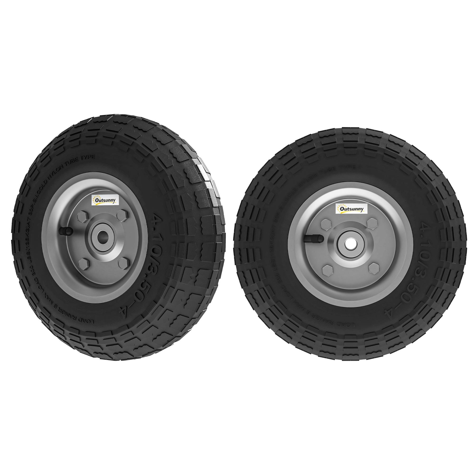 10 Inch Black Pneumatic Wheels, Set of 2