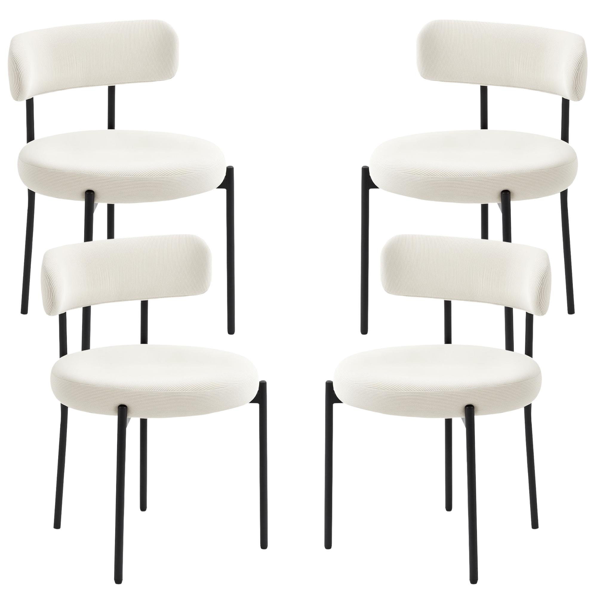 Beige Corduroy Dining Chairs, Set of 4