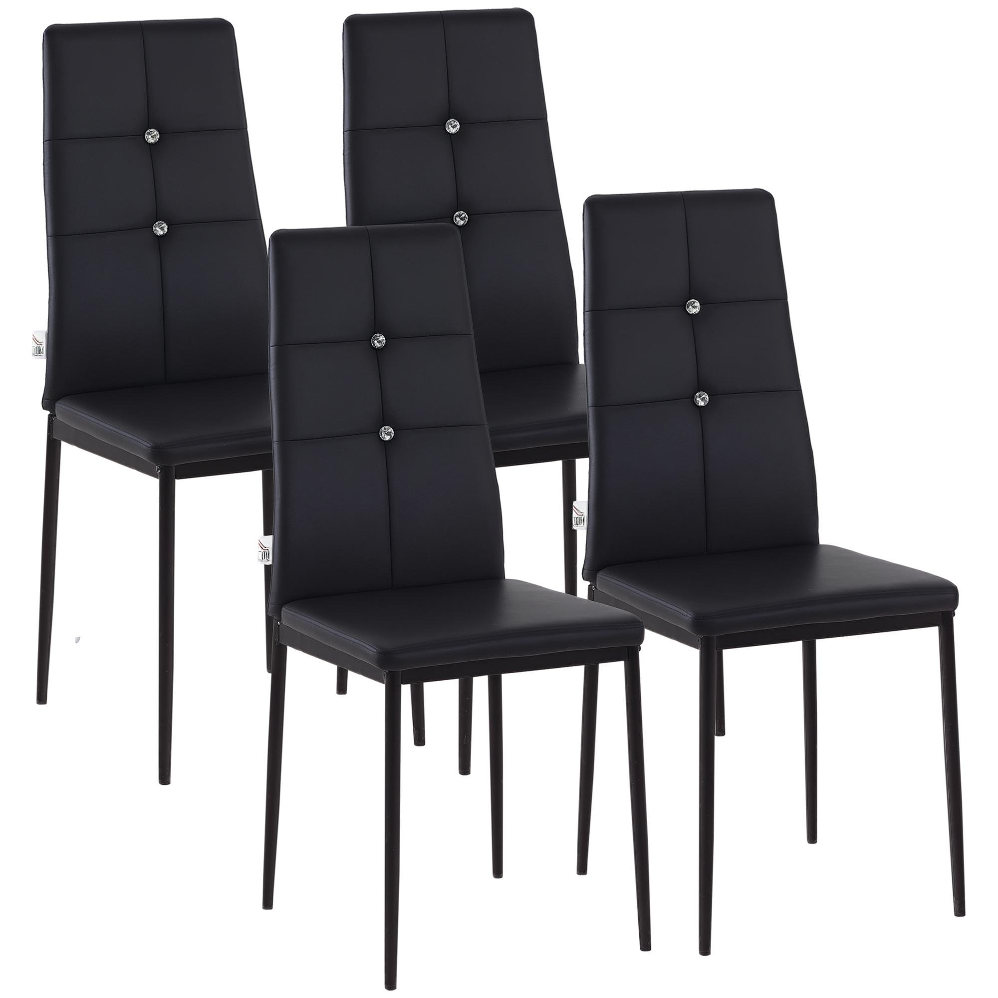 Black Button Tufted Dining Chairs, Set of 4