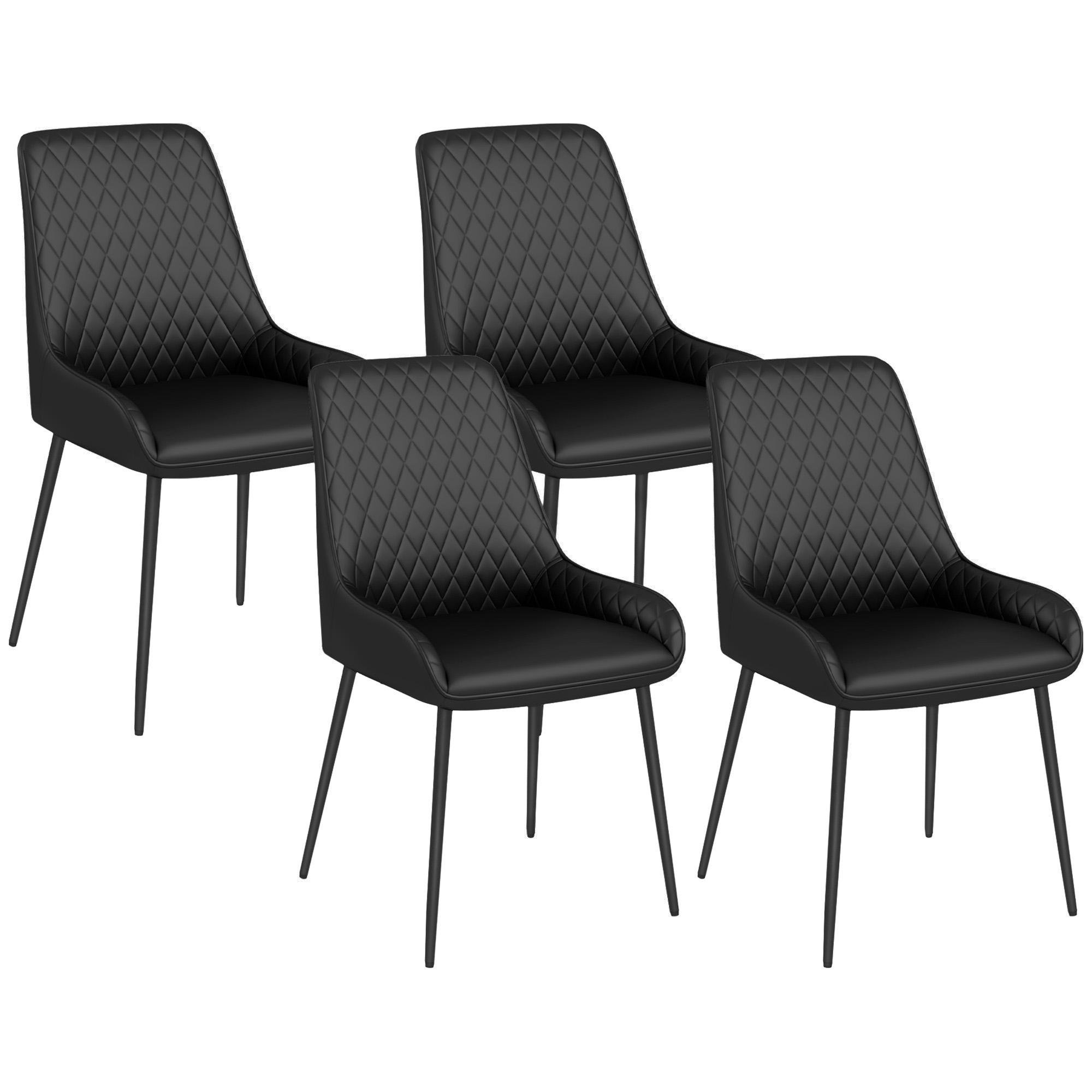 Black Diamond PU Chairs Set of 4 for Dining