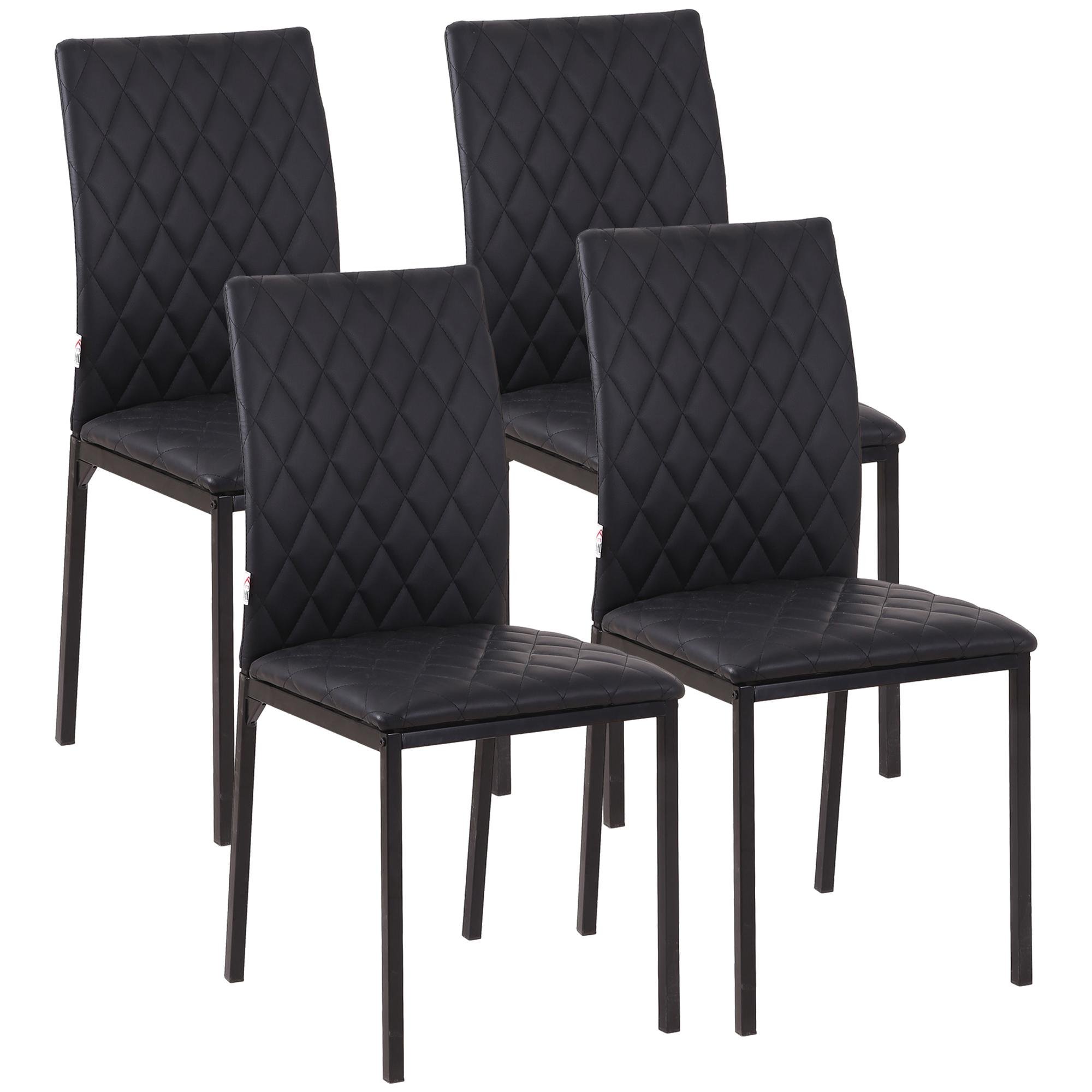 Black Diamond Faux Leather Chairs Set of 4