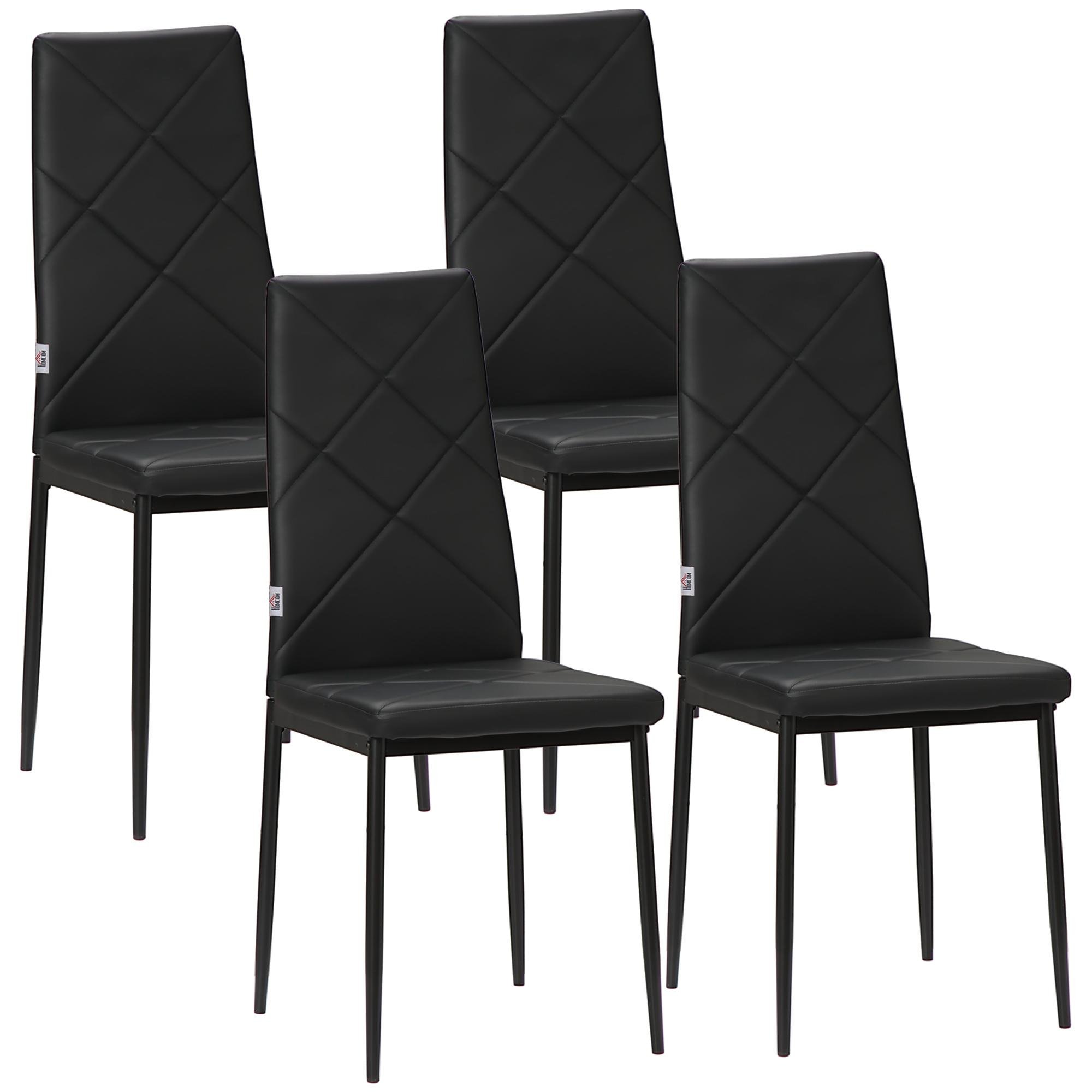 Black Diamond Tufted Chairs, Set of 4