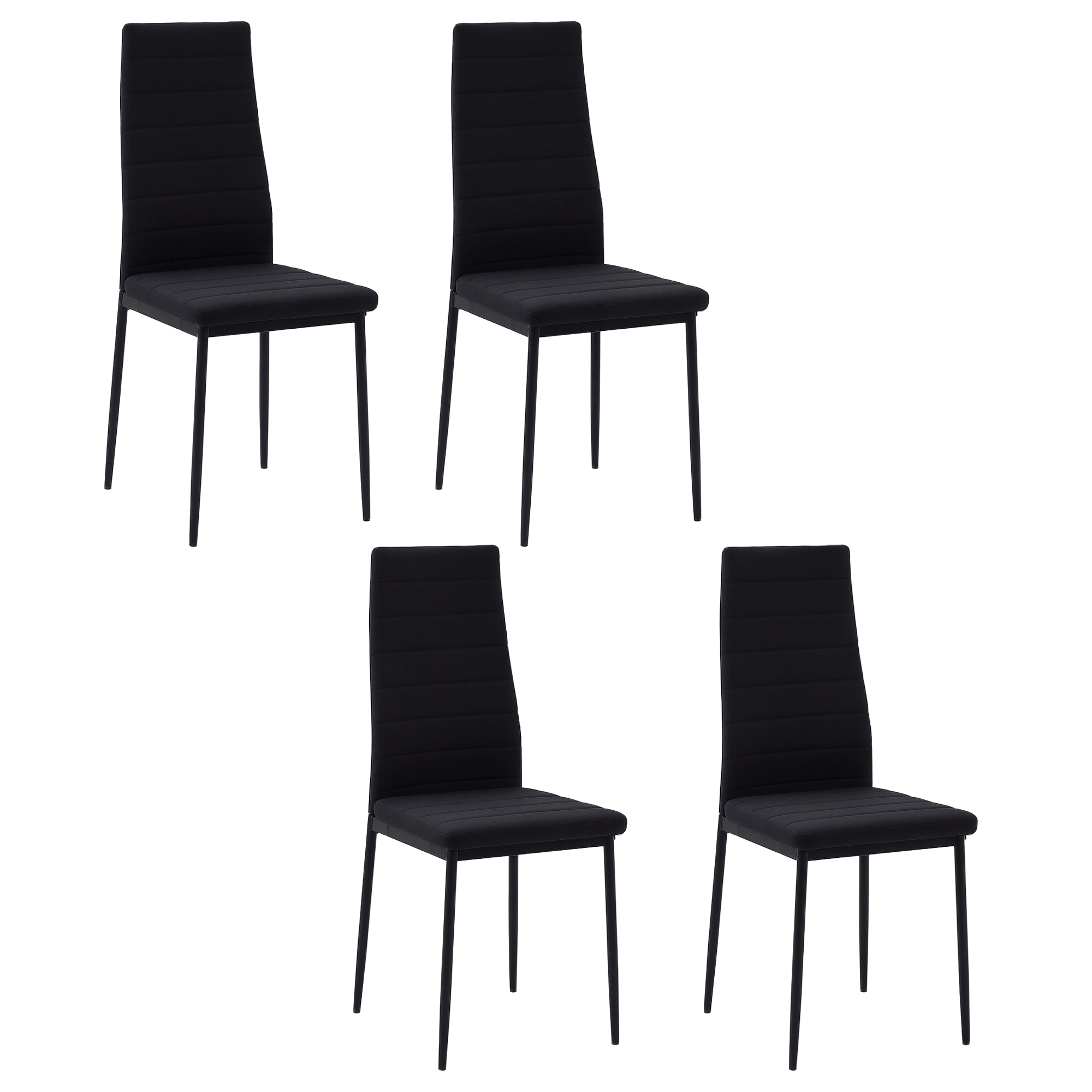Black Linen Dining Chair Set with High Backs, Set of 4