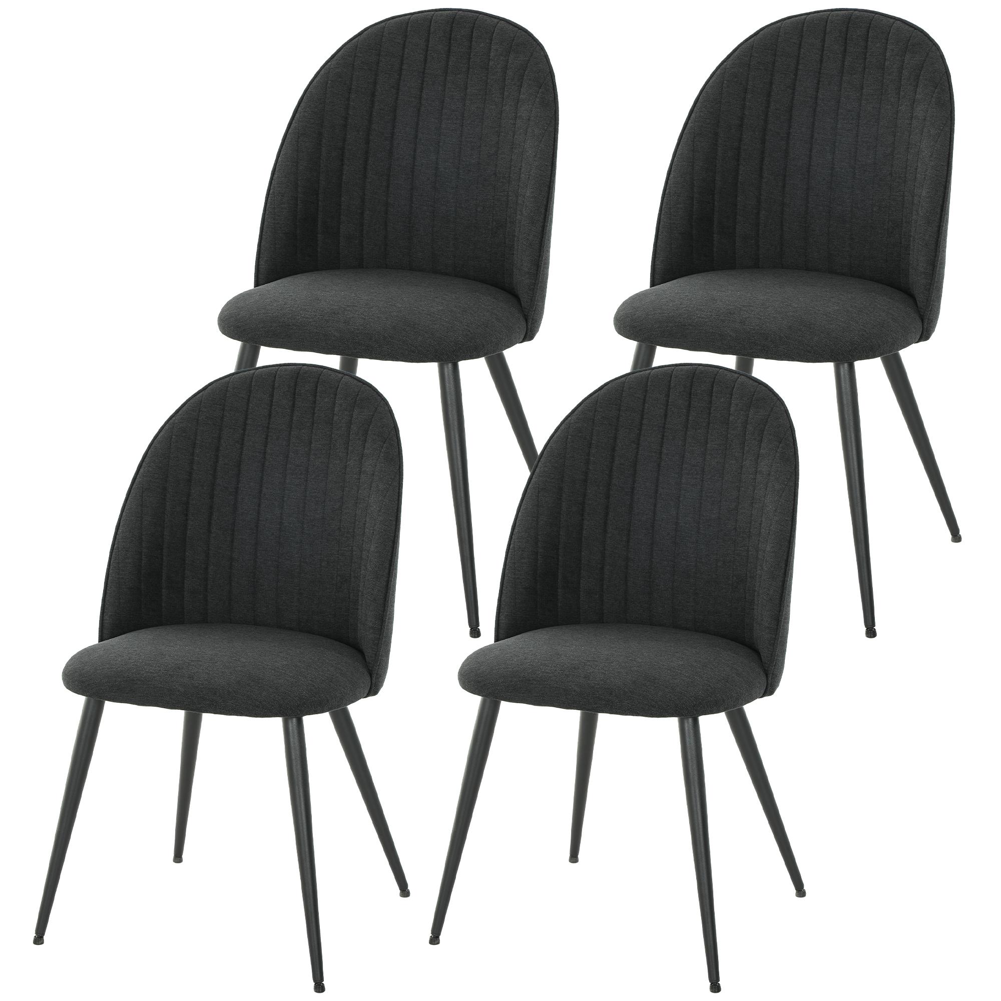 Black Velvet Kitchen Chairs, Set of 4 with Steel Legs
