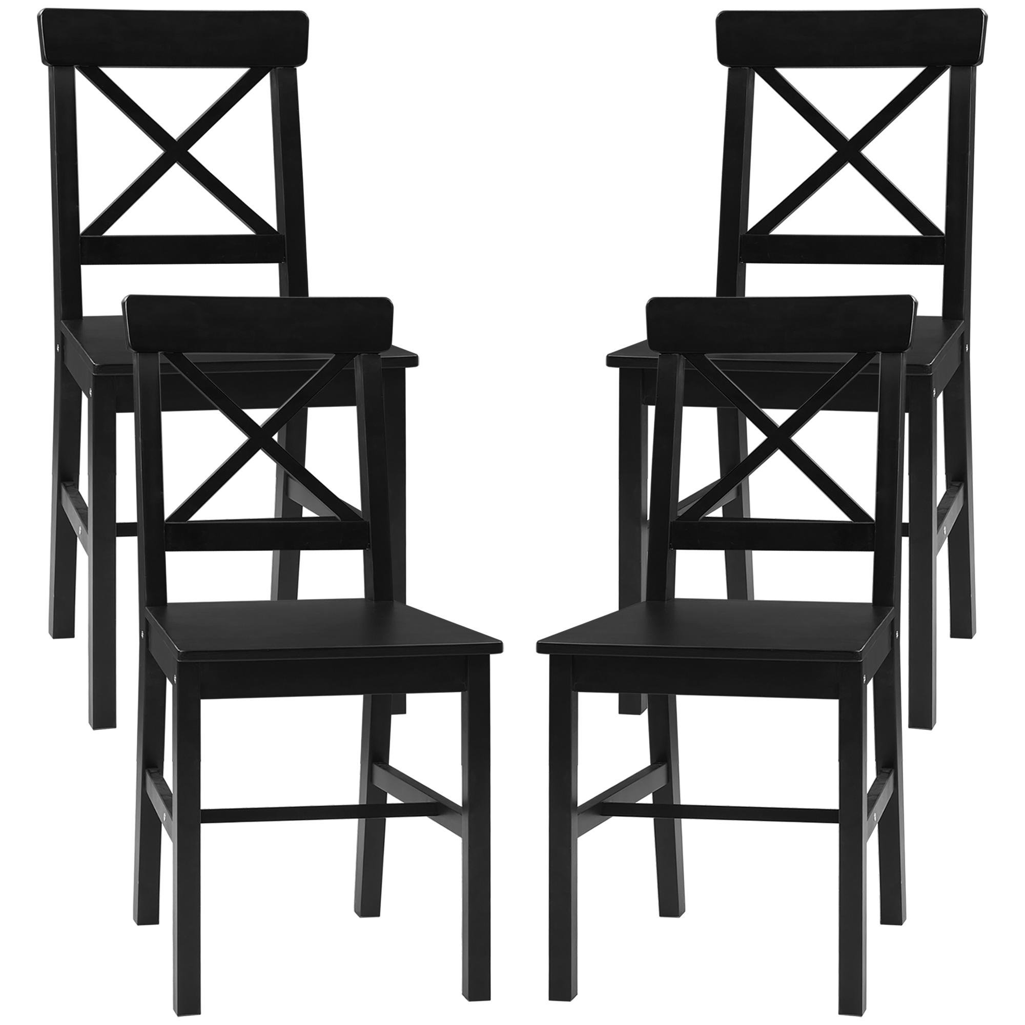 Black Pine Cross-Back Chairs Set of 4 for Dining
