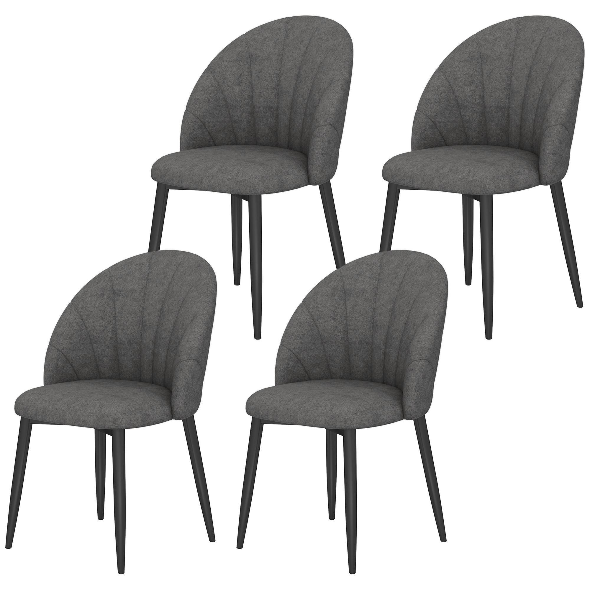 Charcoal Grey Polyester Chairs, Set of 4 Modern Dining Chairs