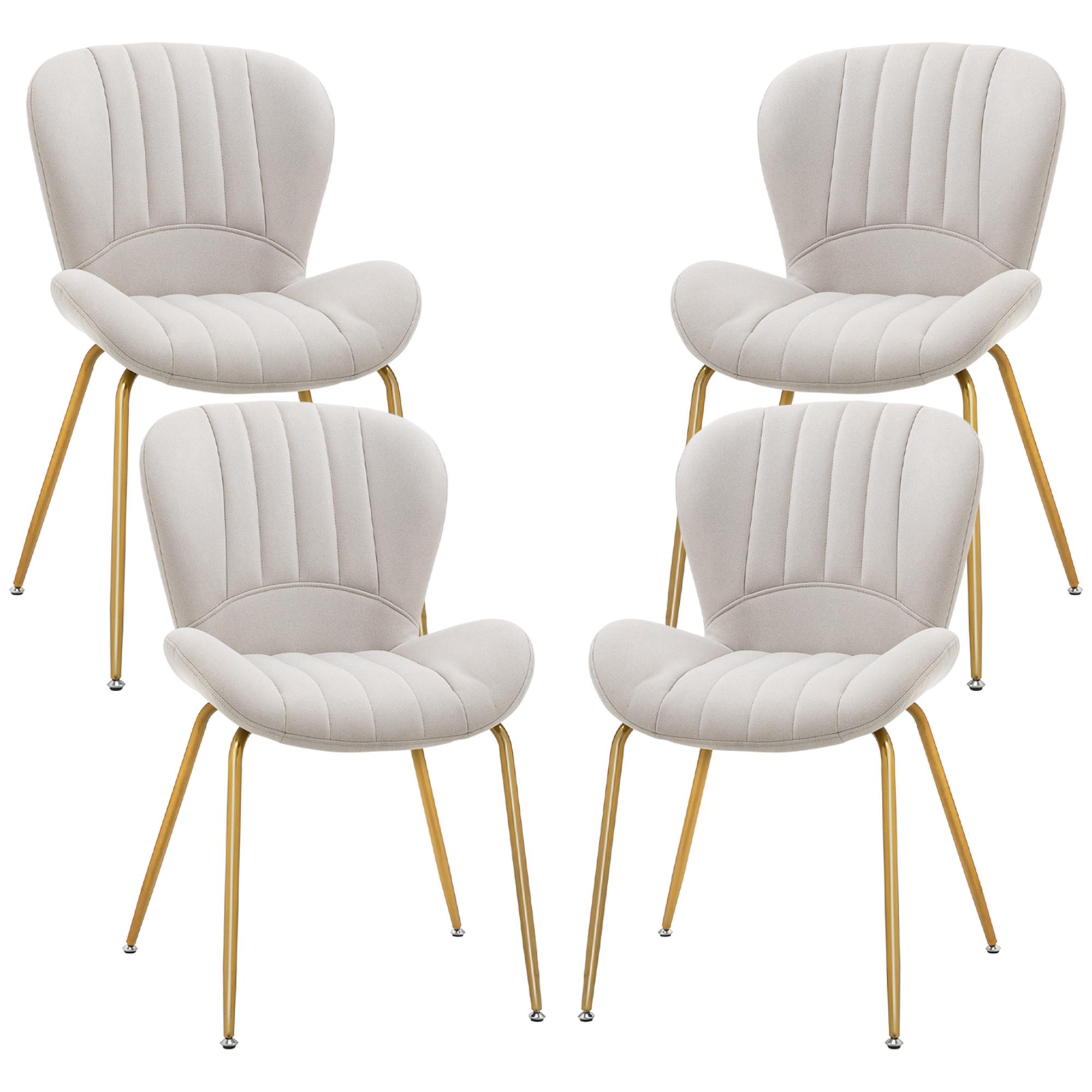 Cream White Shell Dining Chairs with Padded Backrest