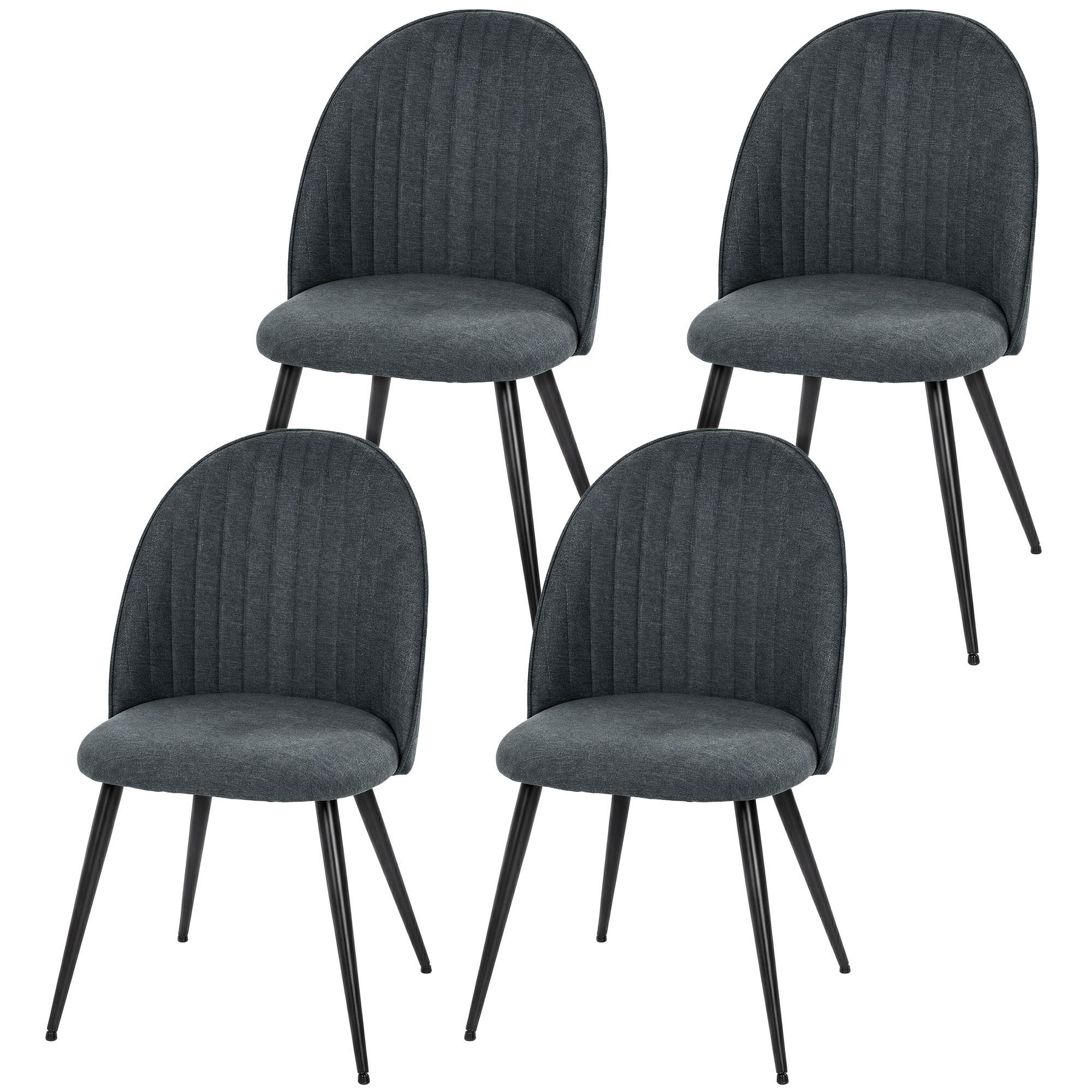 Dark Grey Velvet Chair Set, 4 Modern Dining Chairs