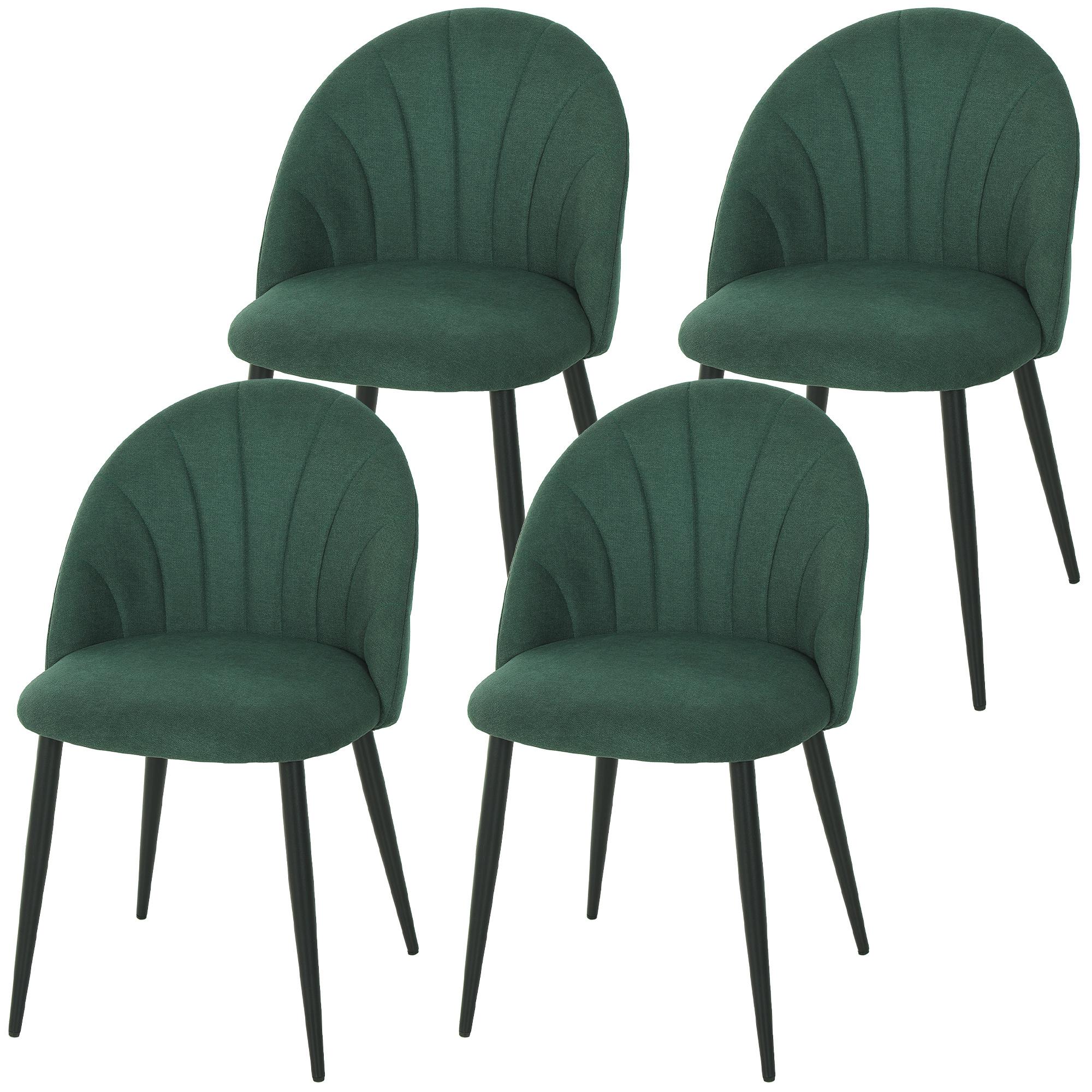 Green Shell Dining Chairs Set of 4 with Padded Seats