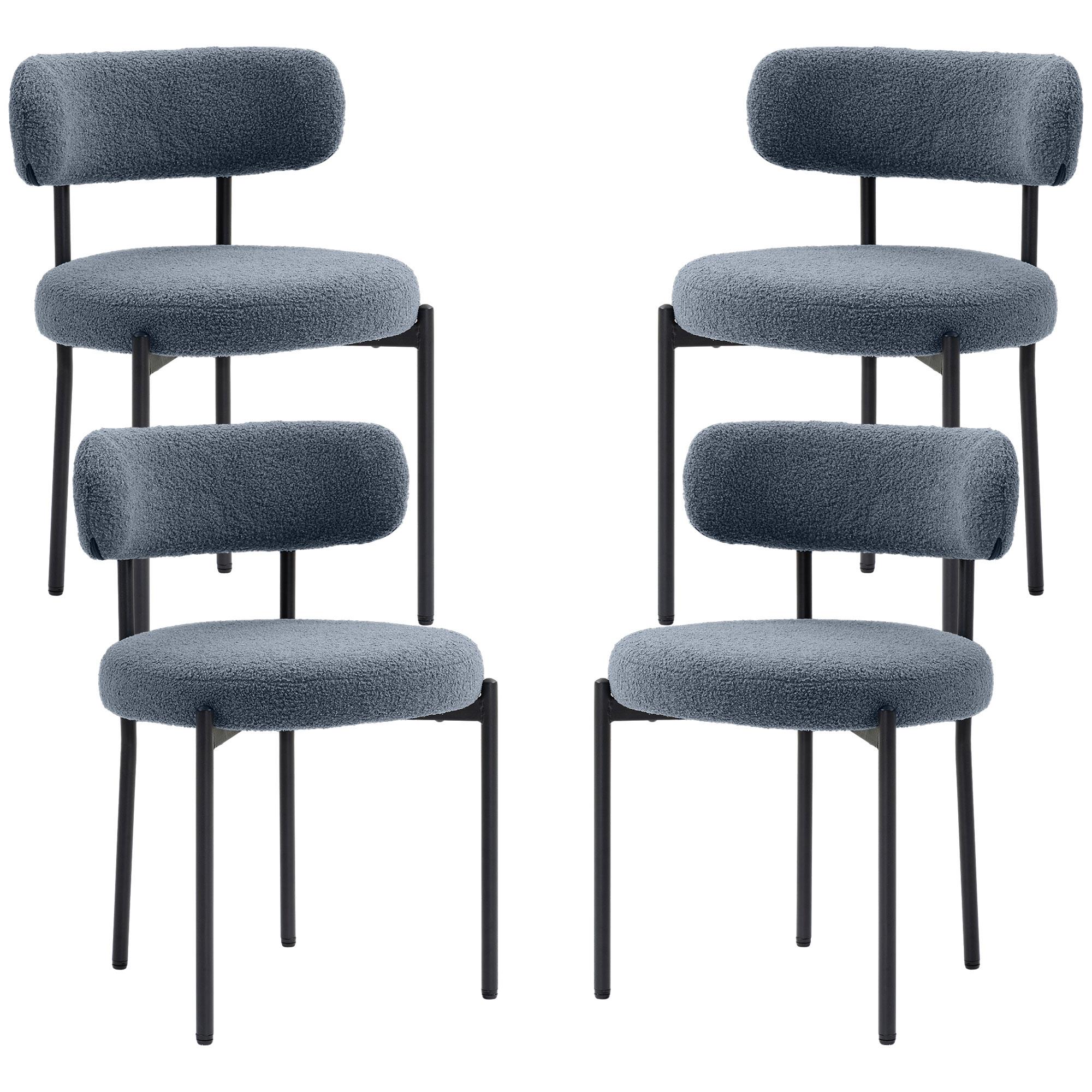 Grey Berber Steel Chairs, Set of 4 Dining Chairs