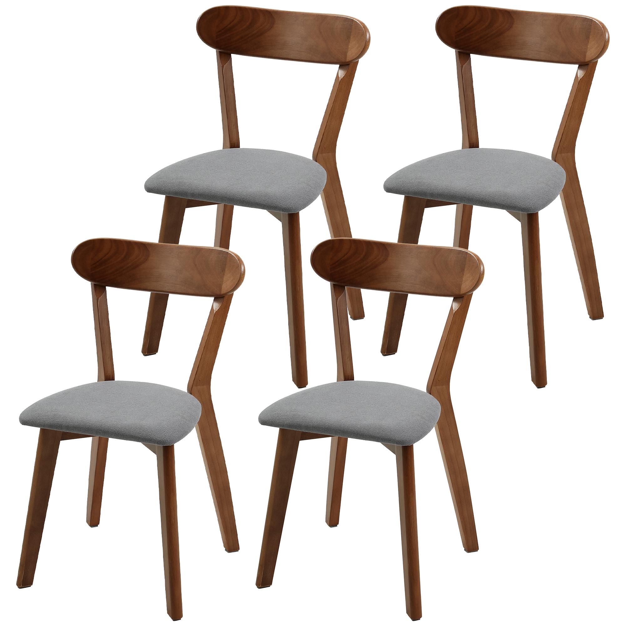 Grey Rubberwood Dining Chairs Set of 4 with Foam Seats