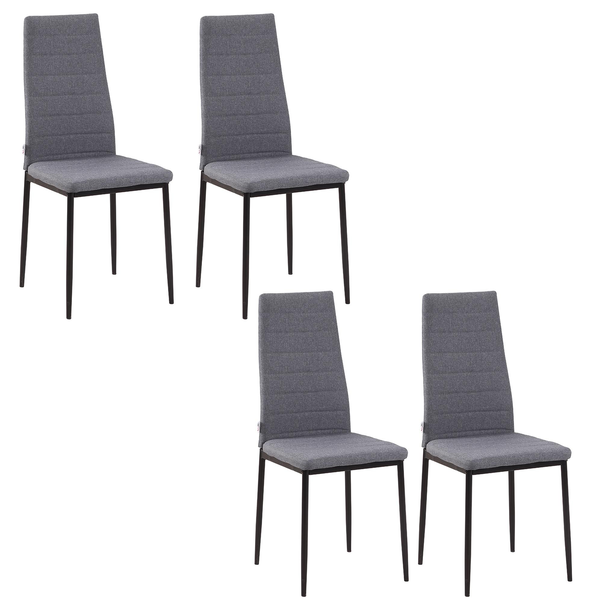 Grey Channel Tufted Dining Chairs Set of 4