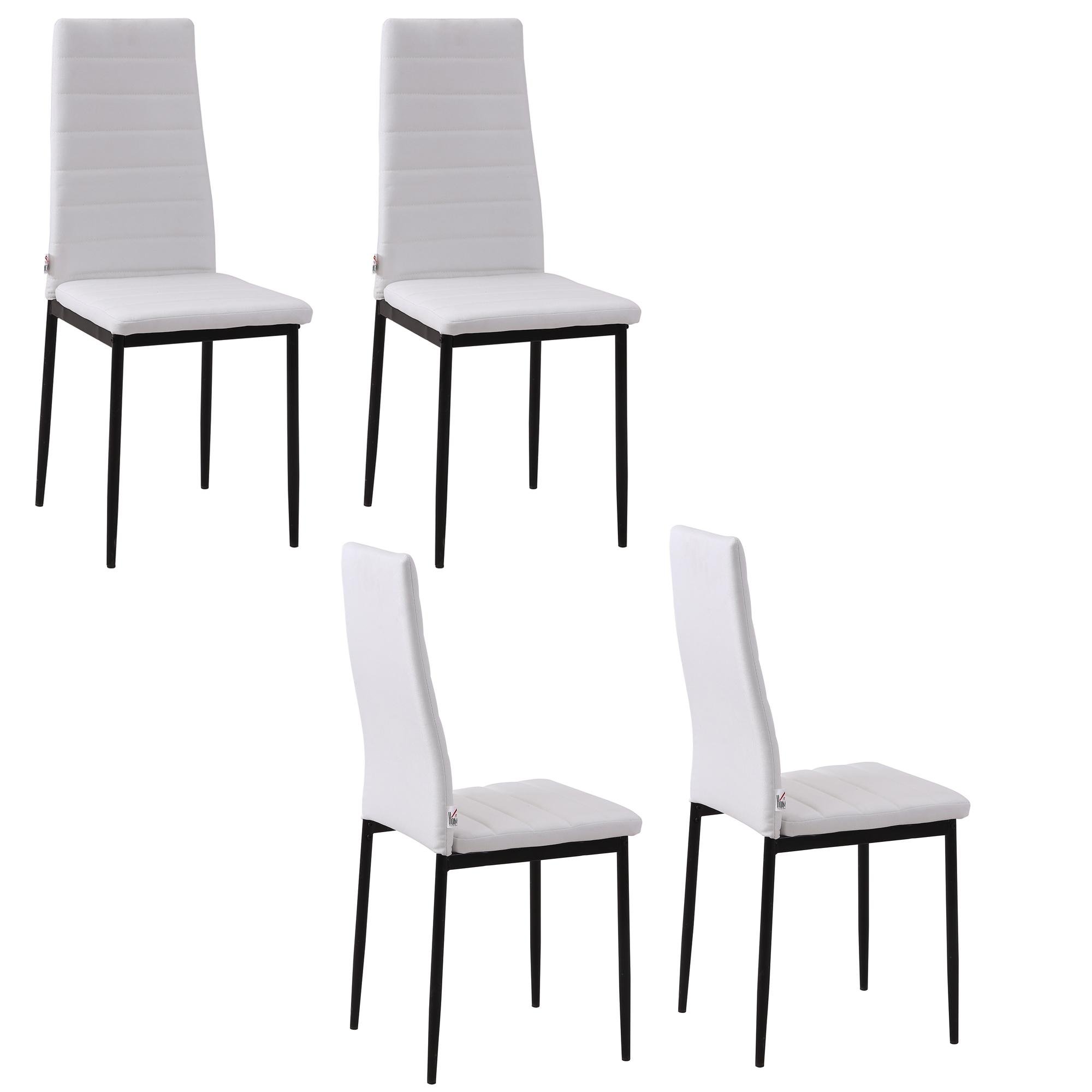 white polyester dining chairs with high backs, set of 4