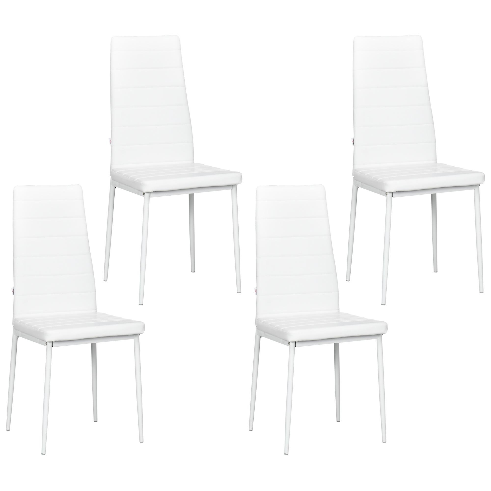 White PU Dining Chair Set of 4 with High Back