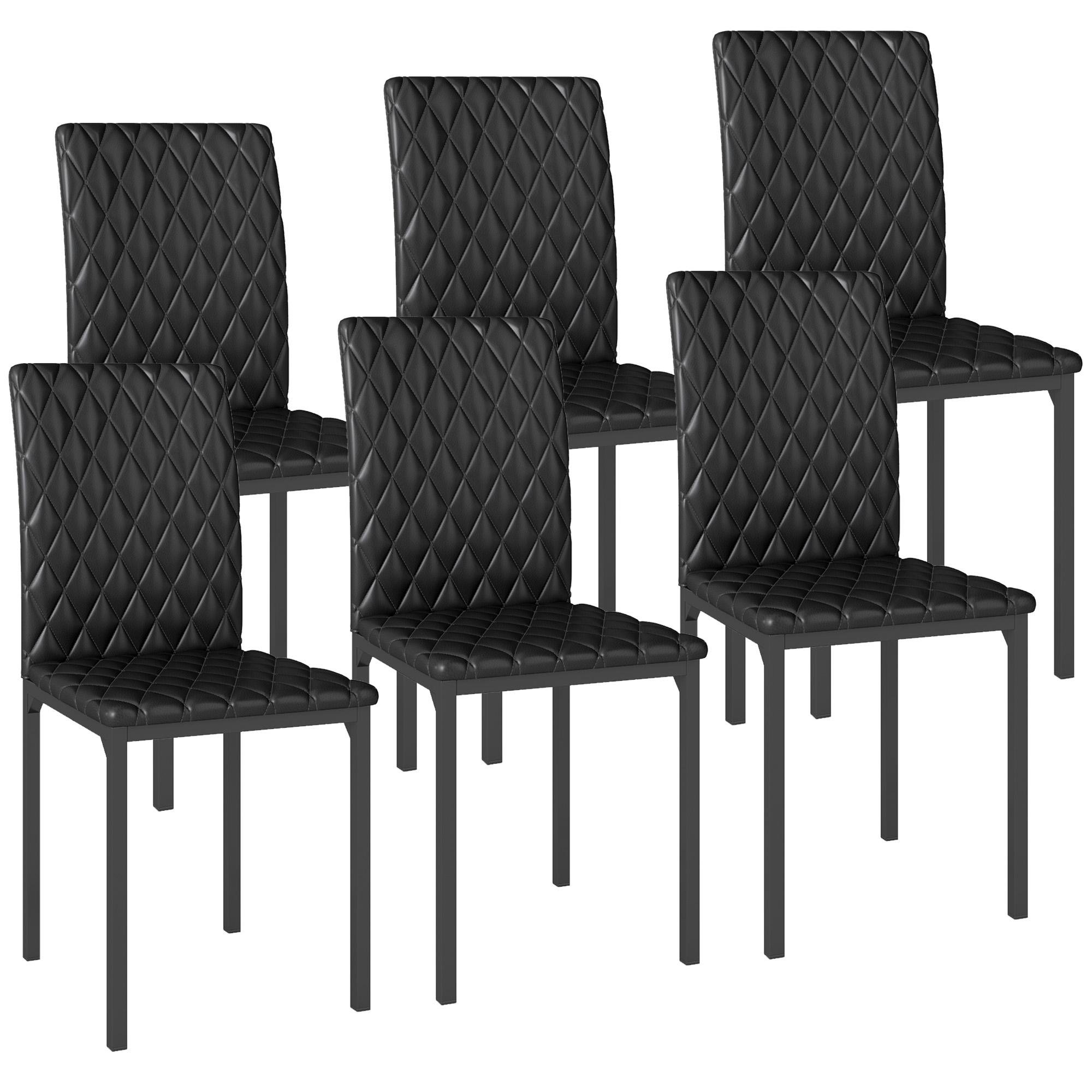 black tufted dining chairs, Set of 6 with High Backs