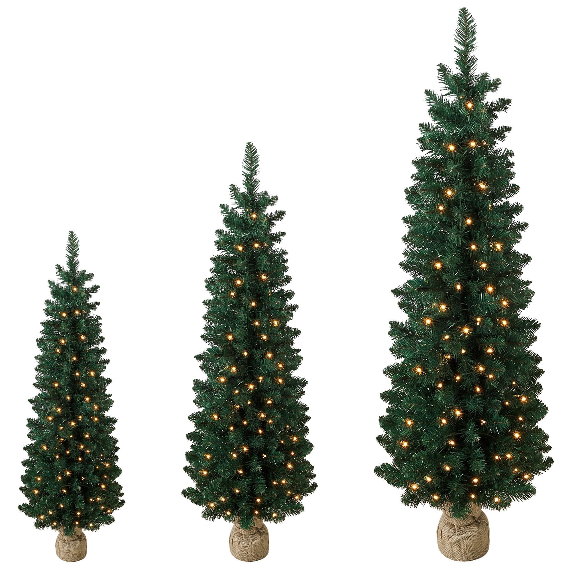 3/4/5 ft pencil trees with warm white LED lights