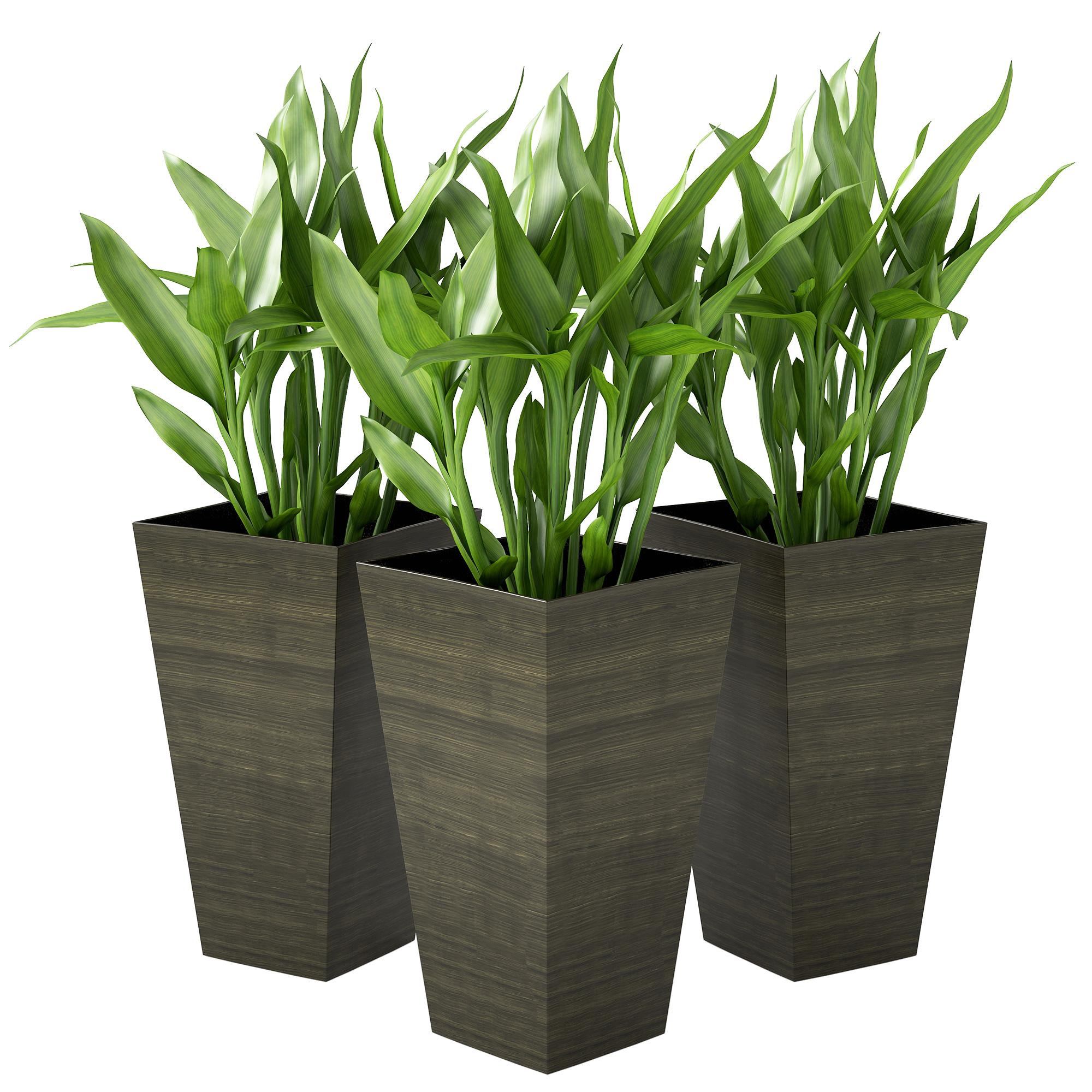 28 Inch Bronze Planters, Tall Outdoor Set of 3