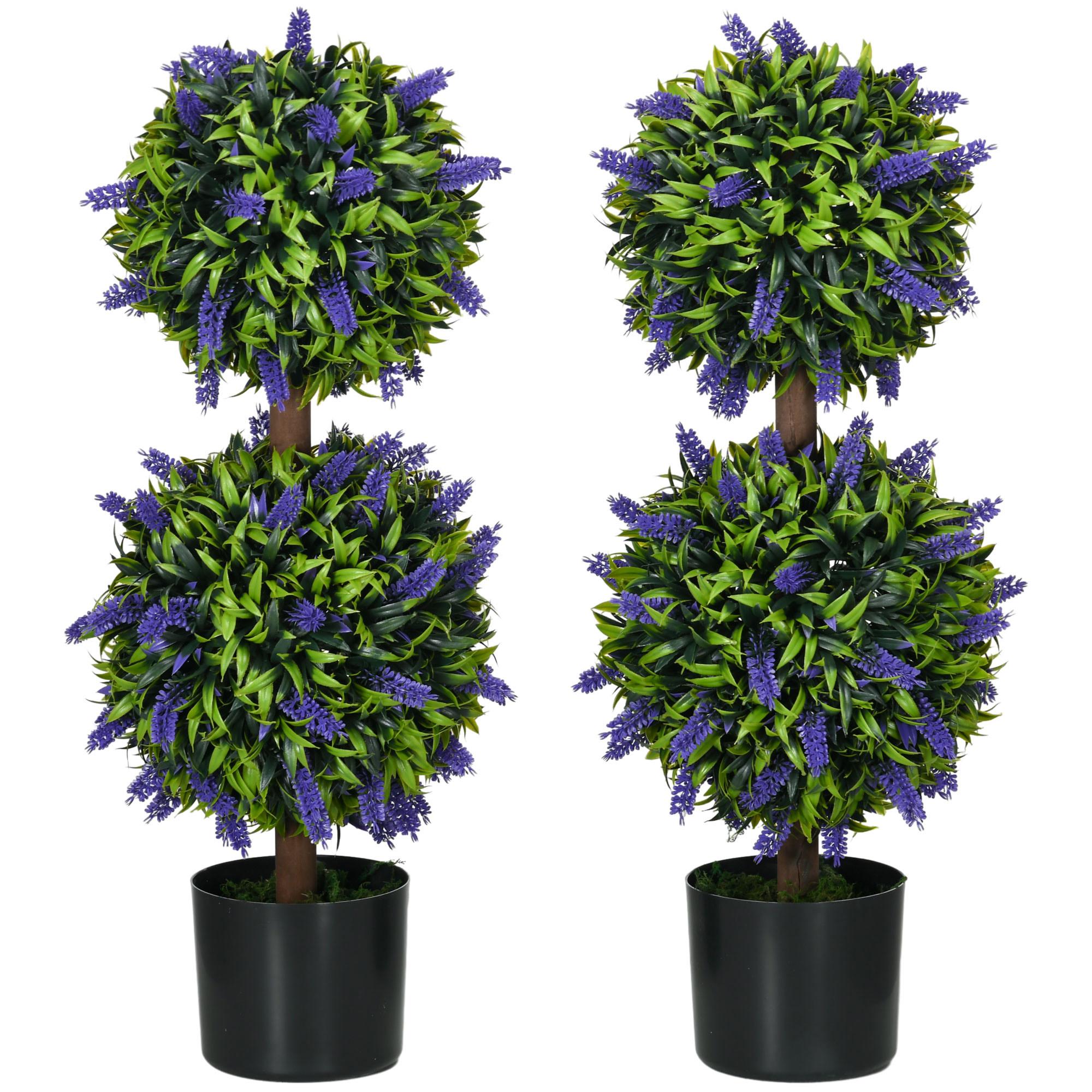70 cm lavender ball trees, UV-Resistant Set of 2
