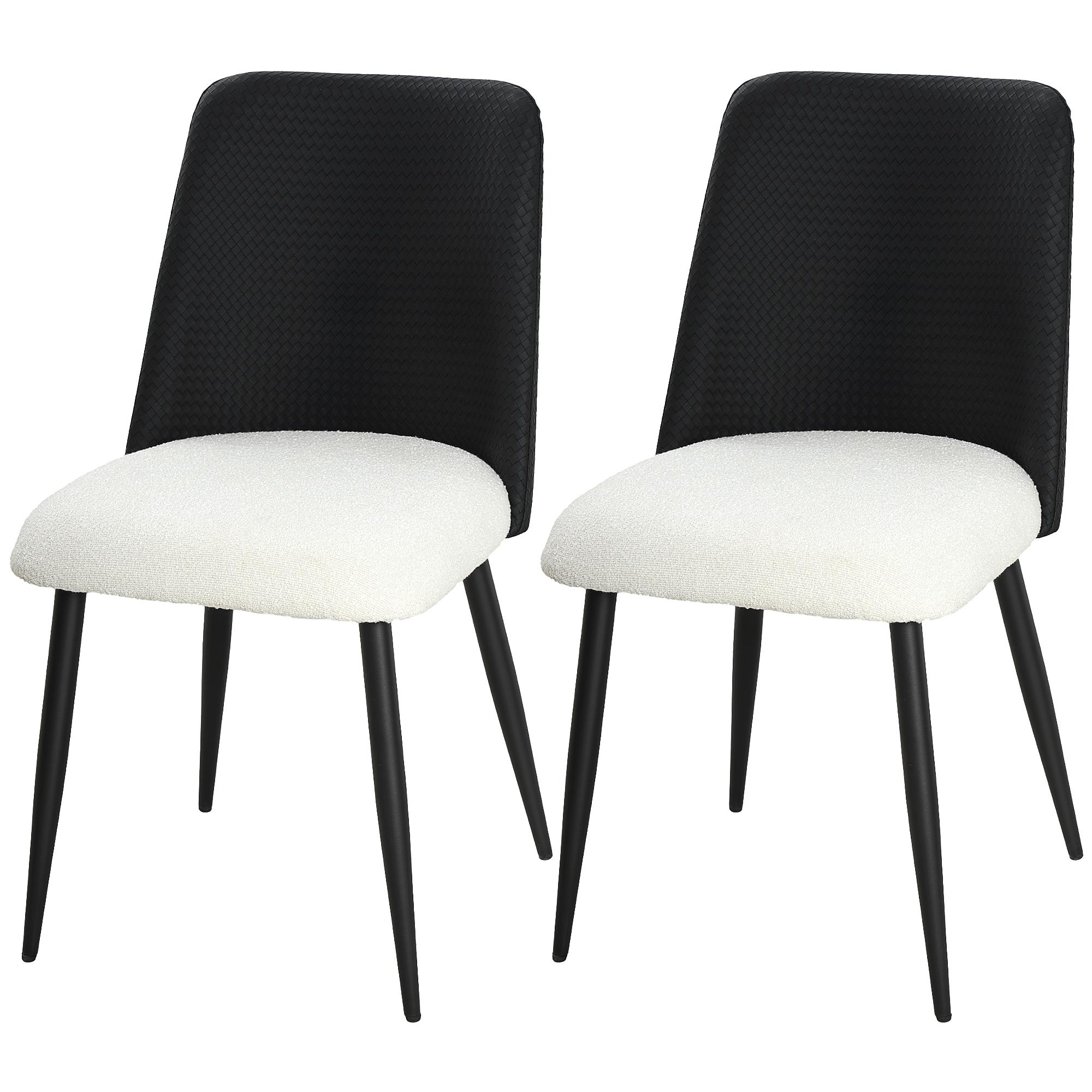 Black Rattan Dining Chairs with Padded Seats, Set of 2