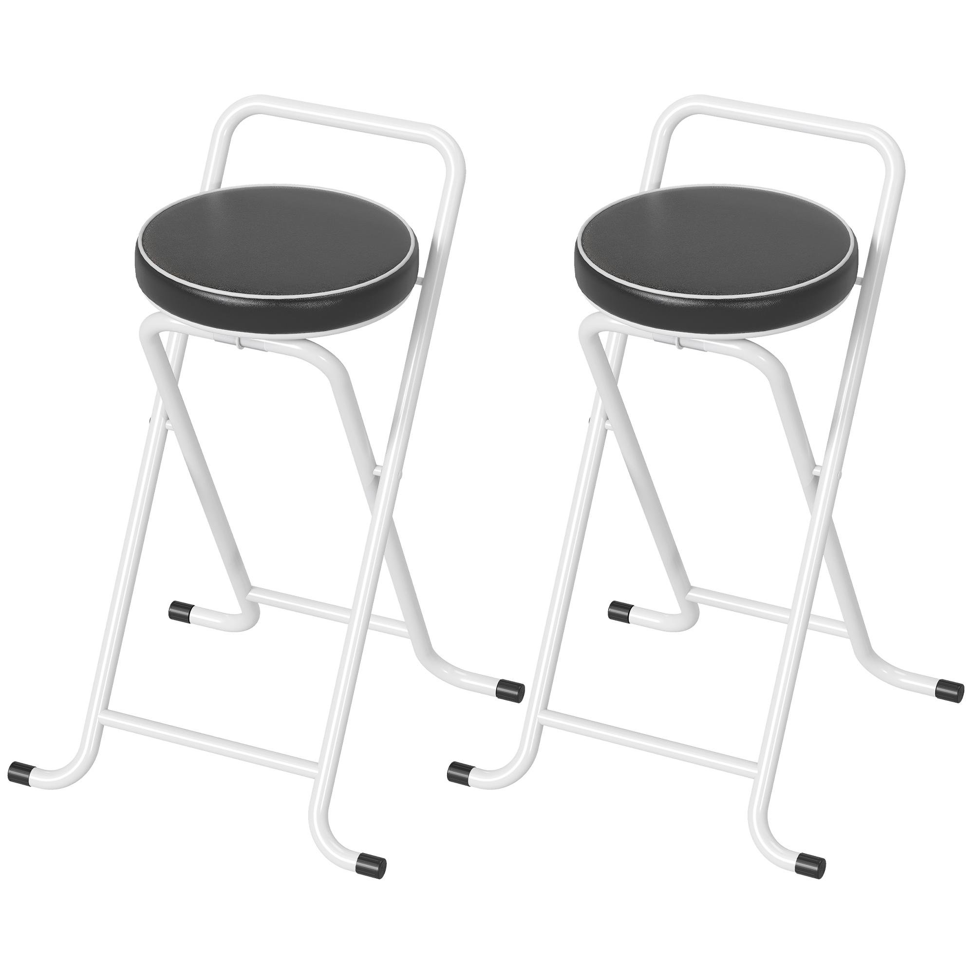 Black 24.8 inch folding stools with padded PU seats