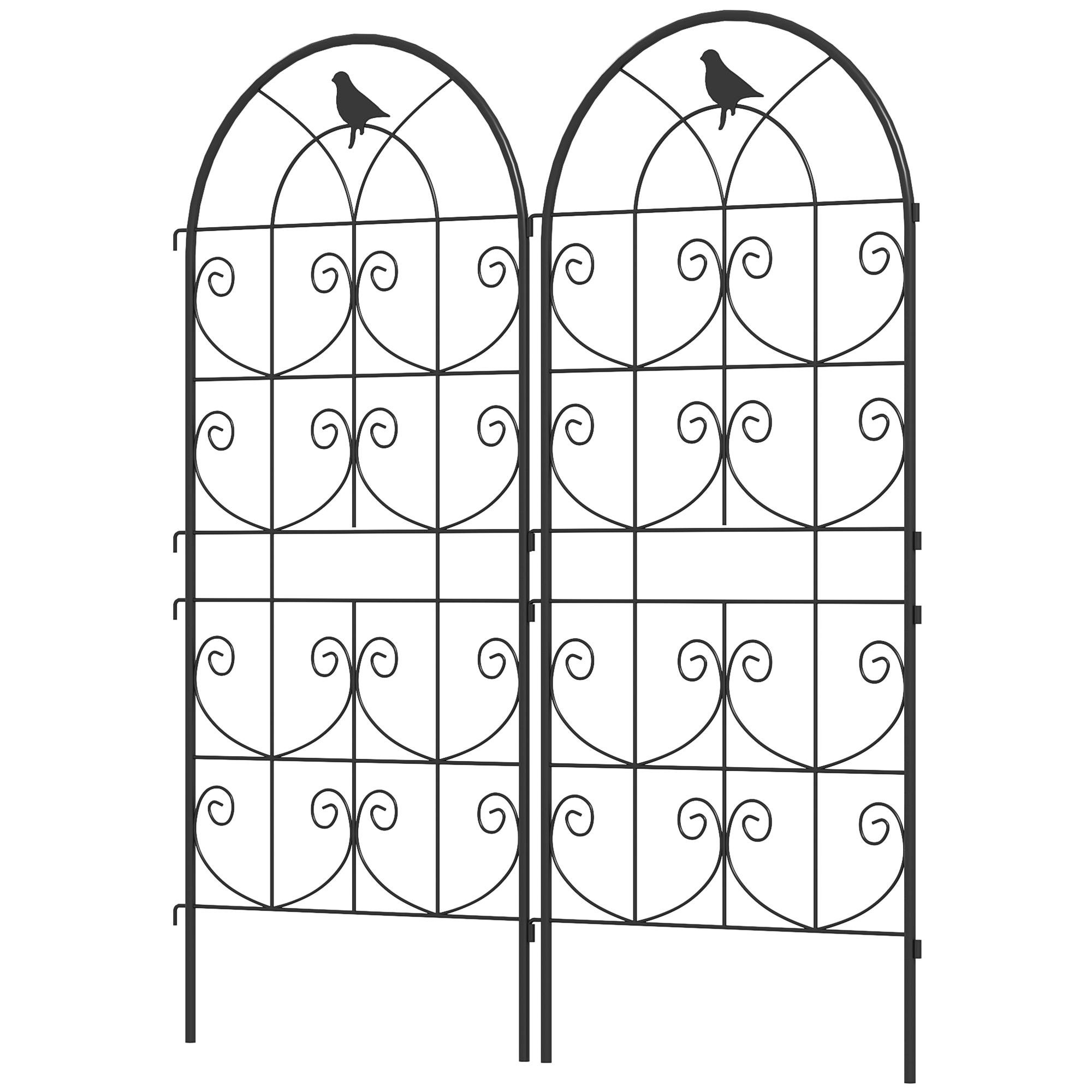 Black Bird Metal Trellis, Set of 2, 120 x 50 cm