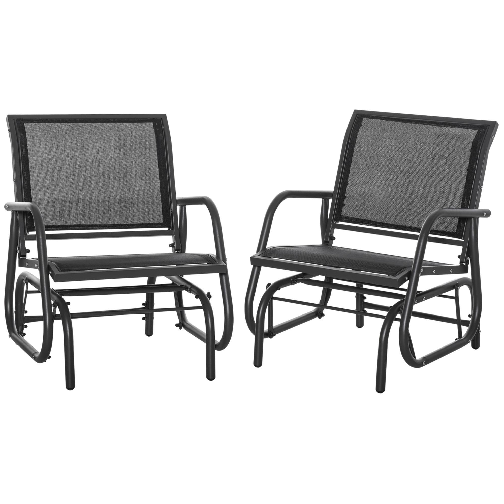 Black Mesh Gliding Chair Set of 2 for Patios