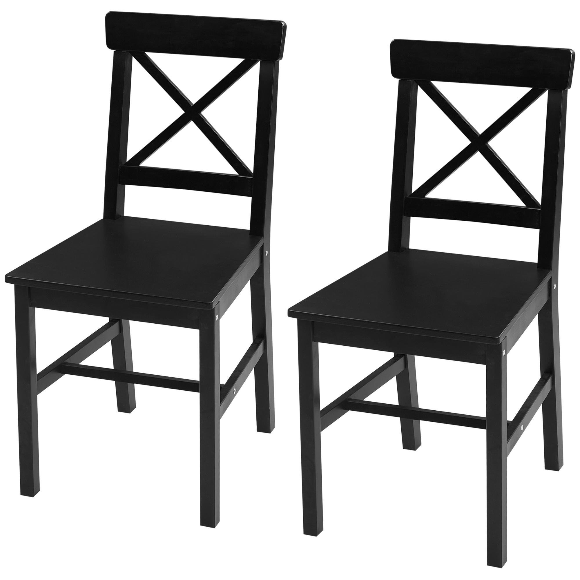 Black Pine Dining Chairs, Cross-Back Set of 2