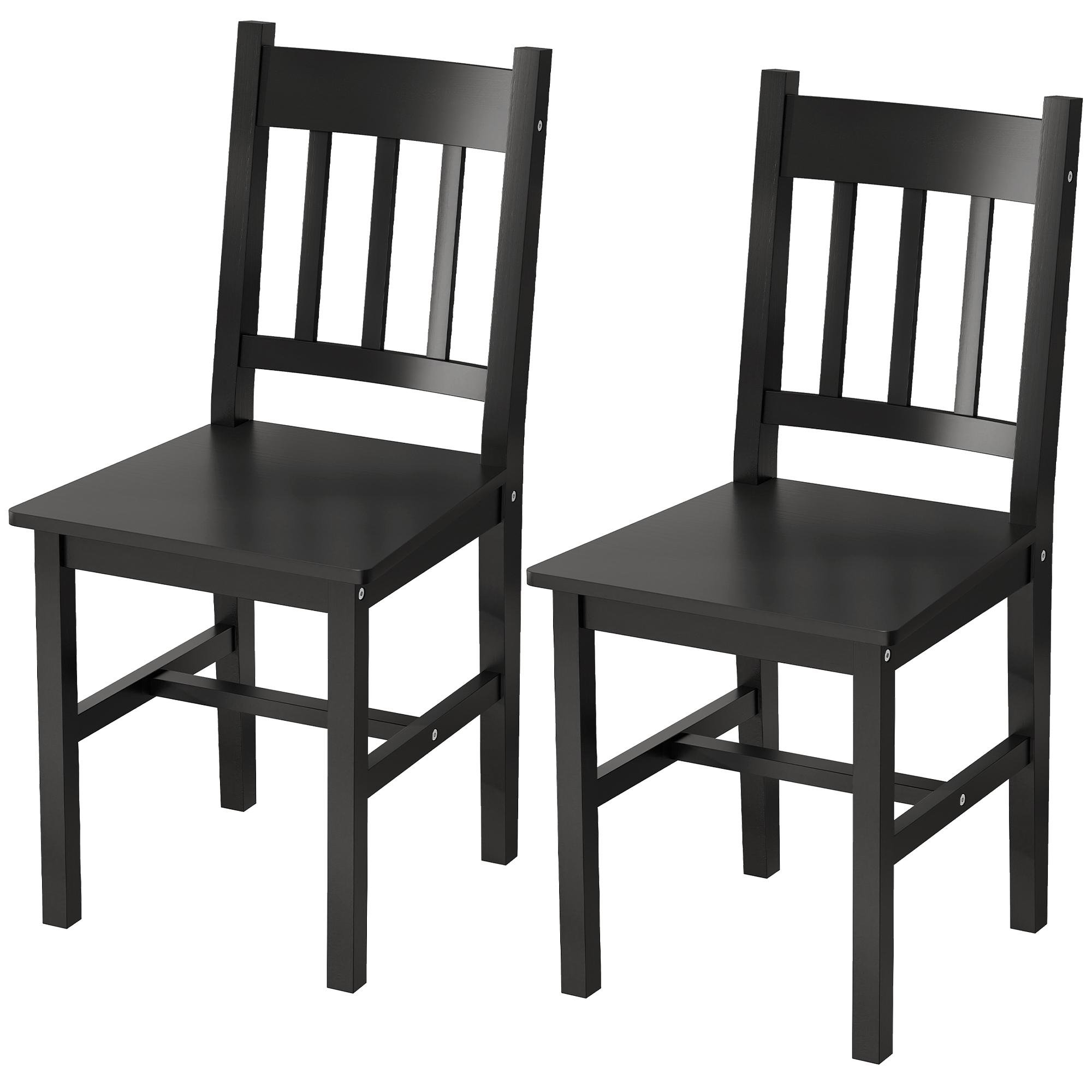 Black Farmhouse Slat Chairs, Pine Dining Set of 2