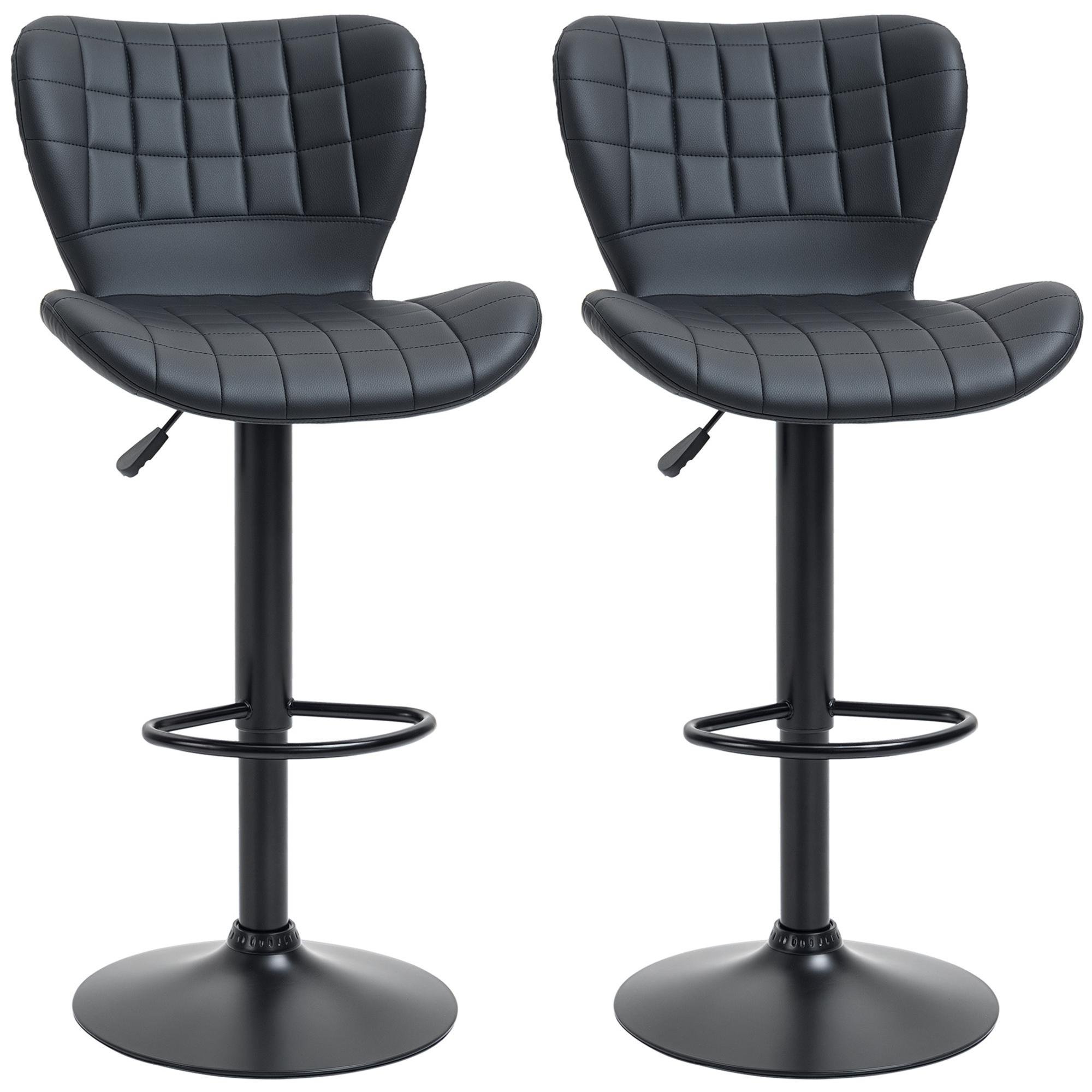 Black Tufted Swivel Counter Stools, Set of 2