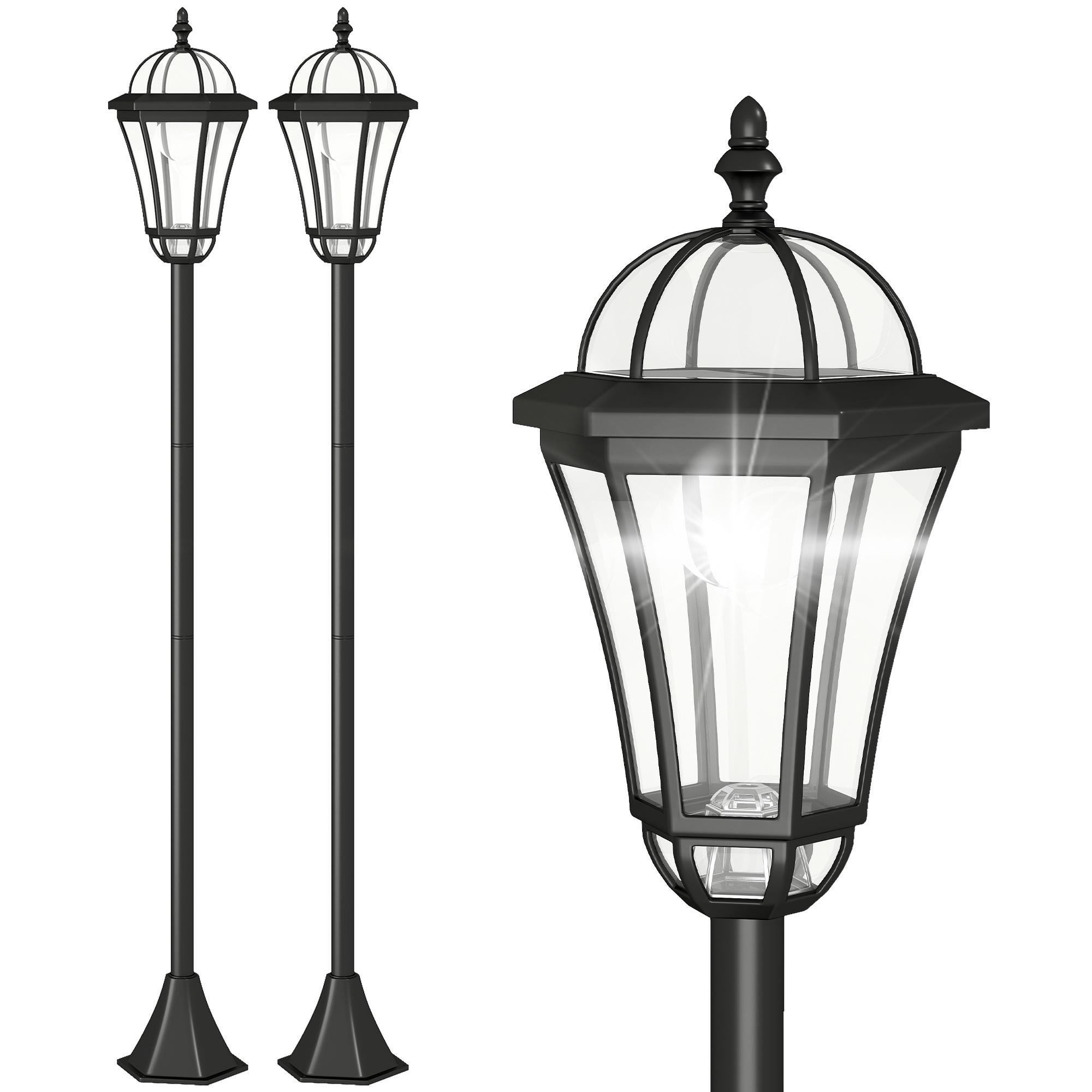 6000K Black Solar Post Lights, Adjustable Set of Two