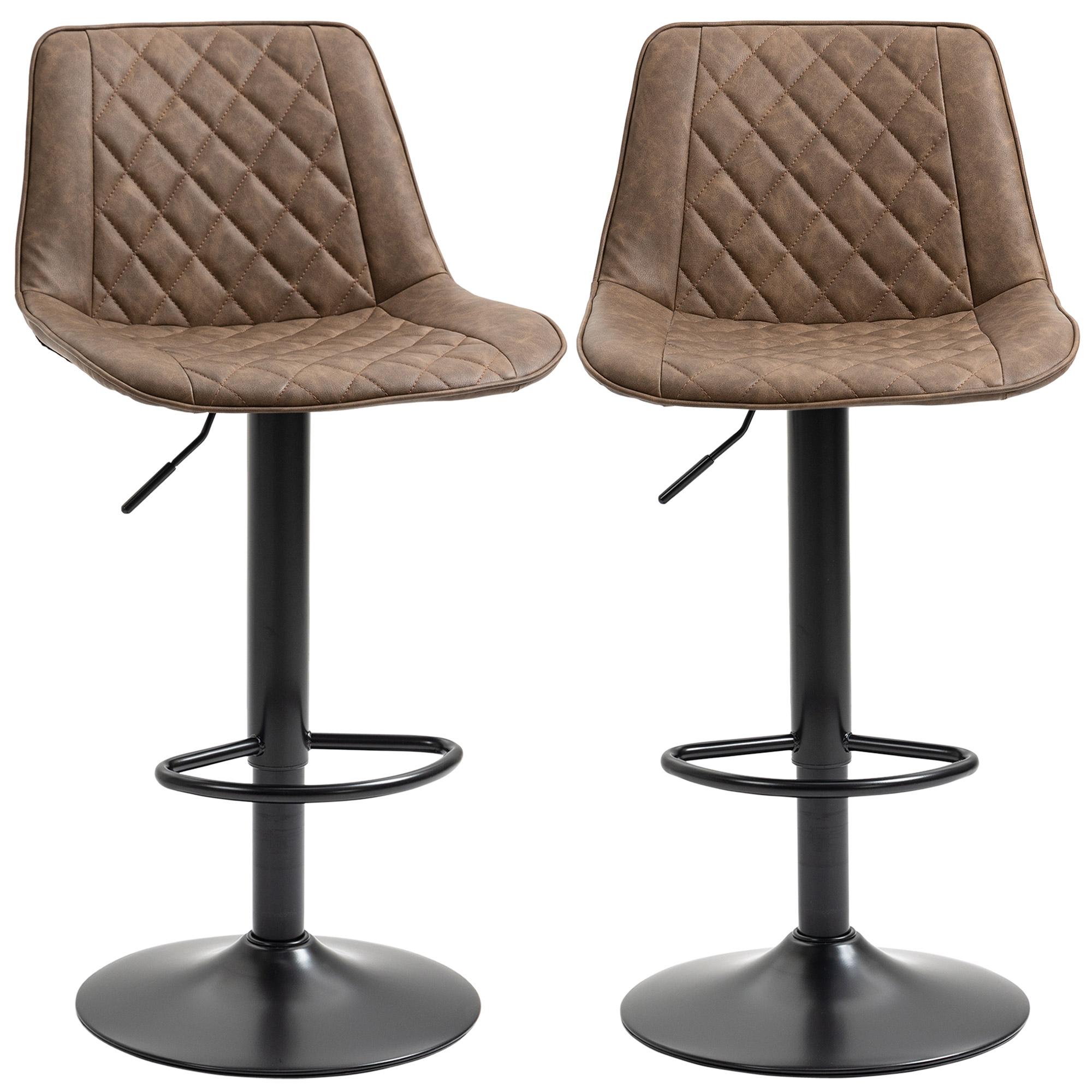 Coffee Brown Tufted Stools, Set of 2