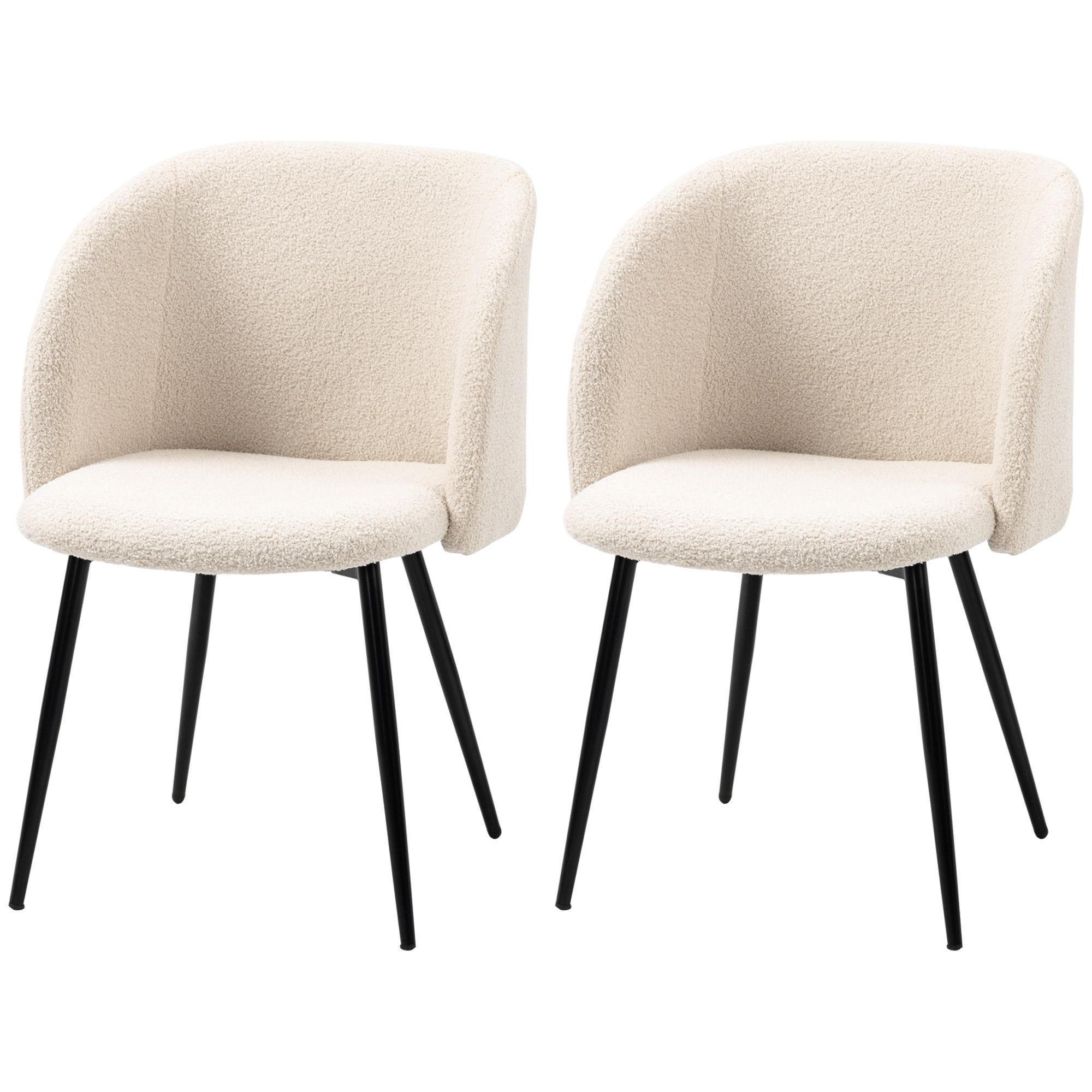 Cream Sherpa Armrest Dining Chairs, Set of 2