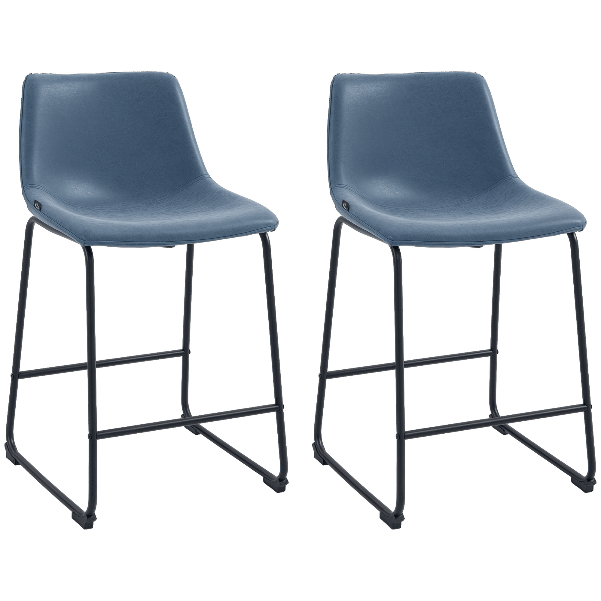 Blue Distressed Counter Stools Set of 2, 24 in Seats