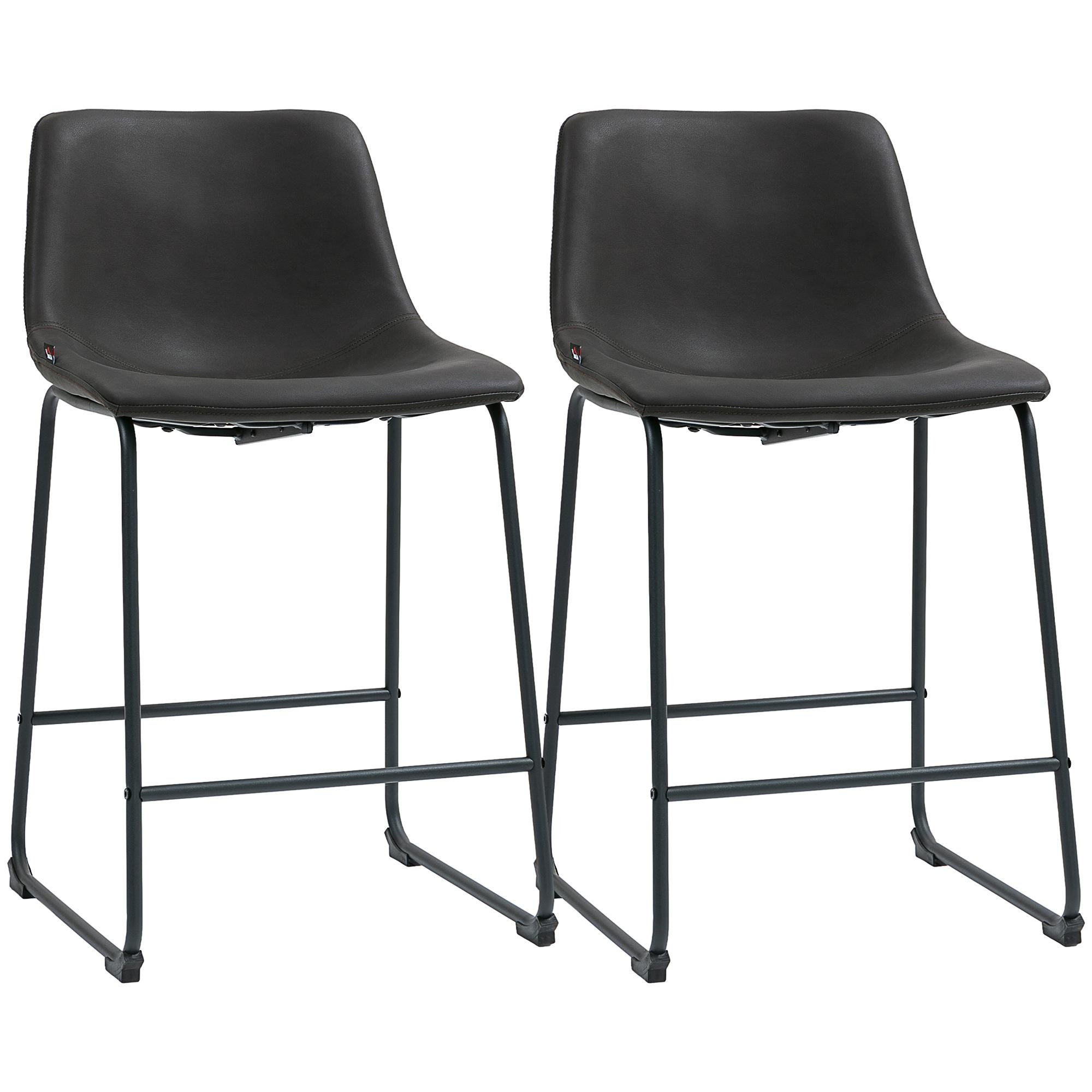 Dark Brown Vintage Bar Stools, Counter Height Set of 2